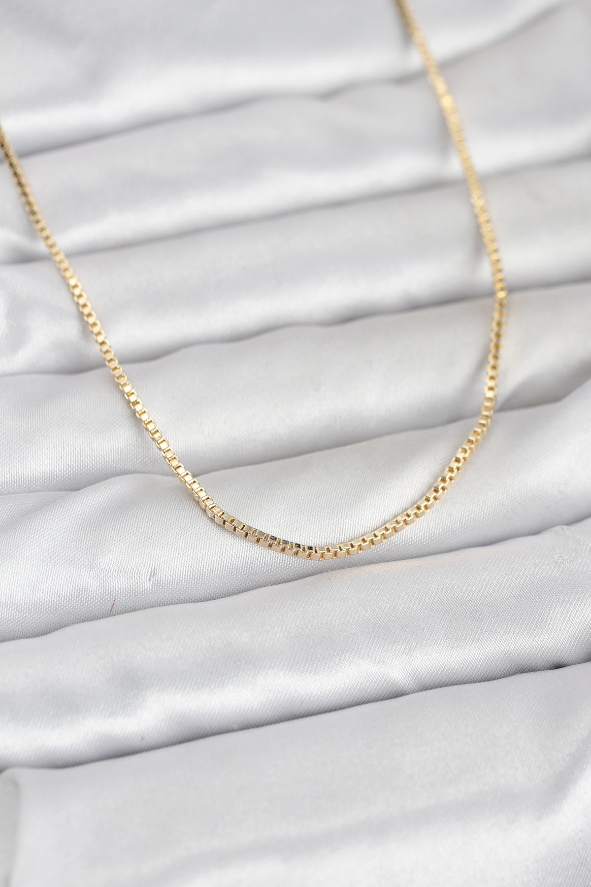 CM 14K Gold Renk Kare Zincirli Model 60 cm Kadın Kolye - TJ-BKO10941