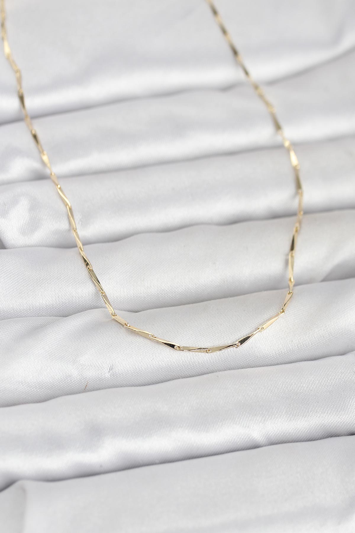 CM 14K Gold Renk Çubuk Kesme Zincir Model 60 cm Kadın Kolye - TJ-BKO10945