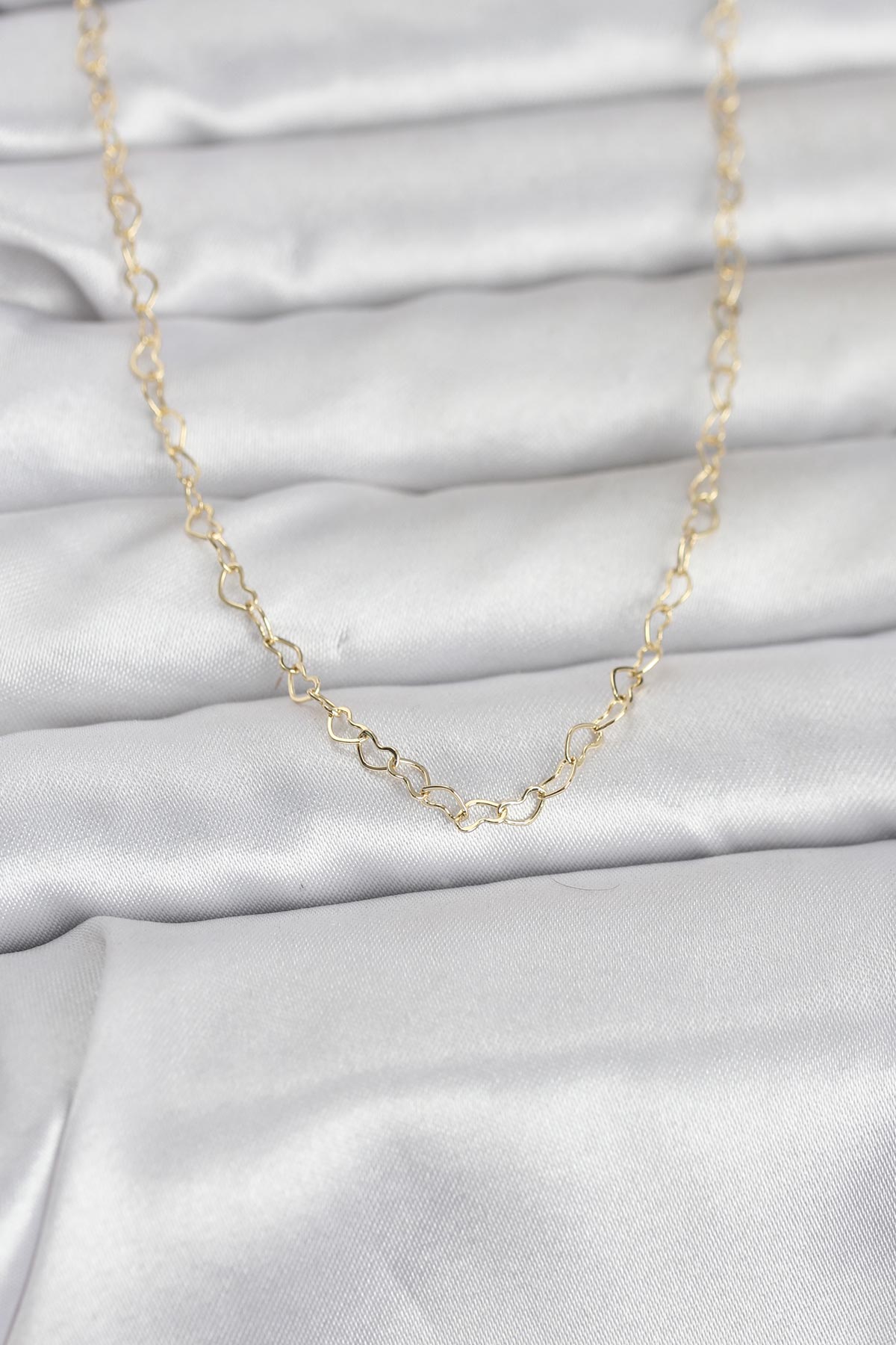 CM 14K Gold Renk Kalp Zincirli 60 cm Kadın Kolye - TJ-BKO10953