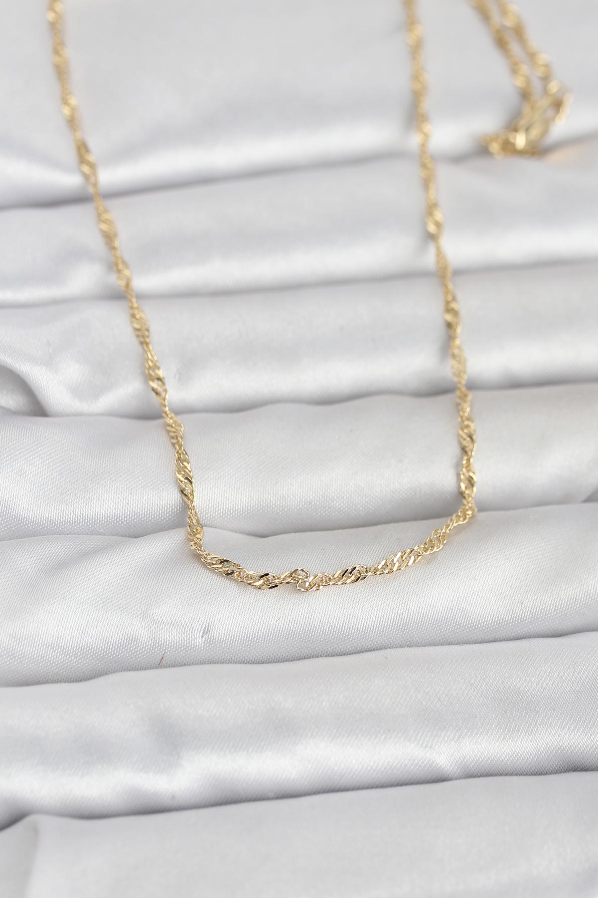 CM 14K Gold Renk Burgu Zincirli 60 cm Kadın Kolye - TJ-BKO10955