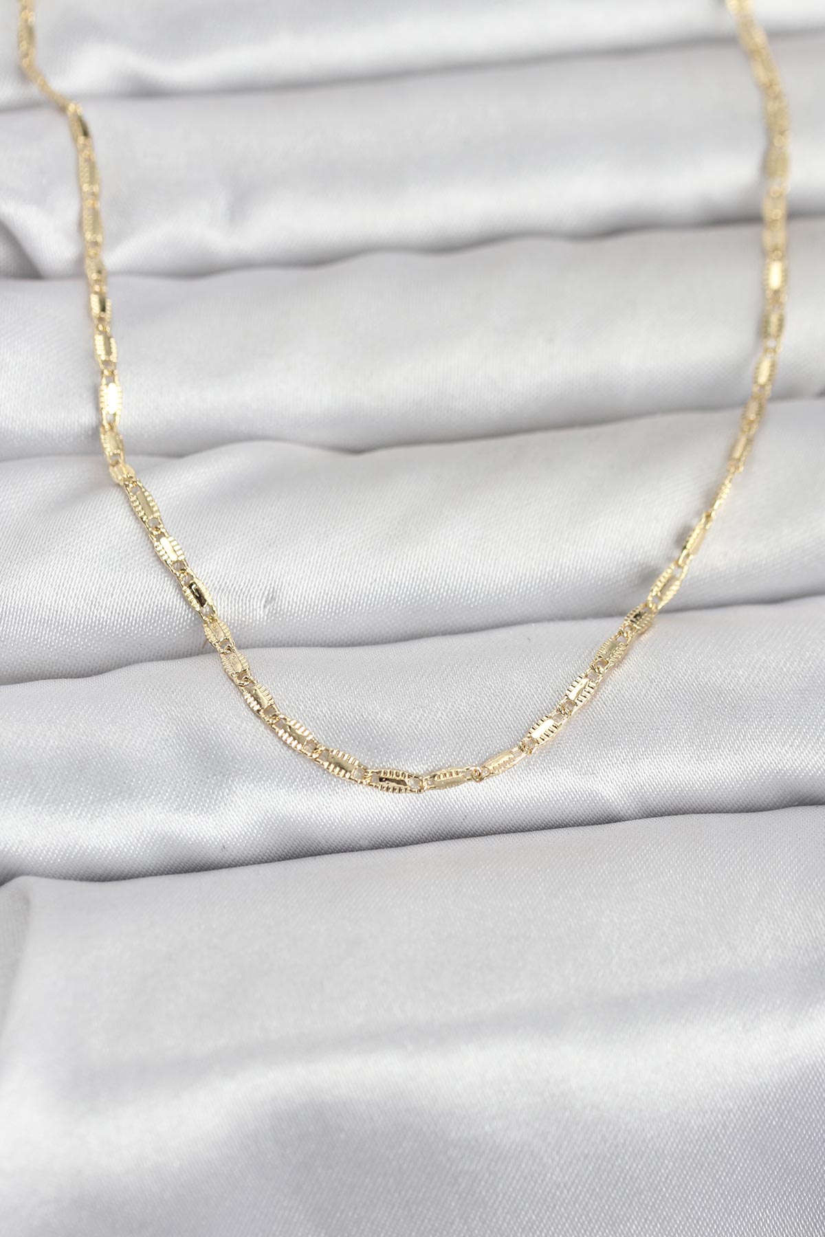 CM 14K Gold Renk Lazerli Zincir Model 60 cm Kadın Kolye - TJ-BKO10957