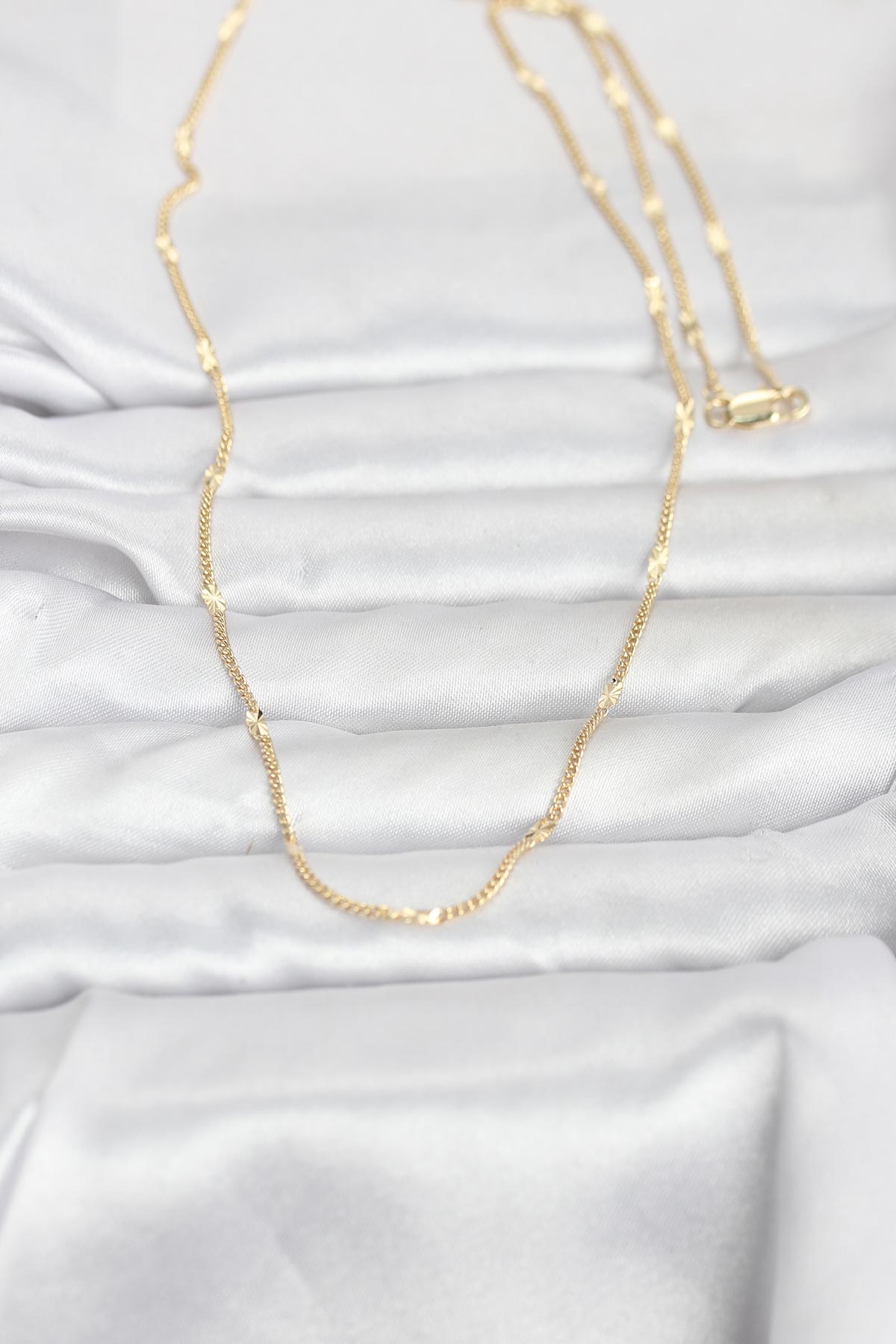 CM 14K Gold Renk Lazer Puntalı Model 60 cm Kadın Kolye - TJ-BKO10961