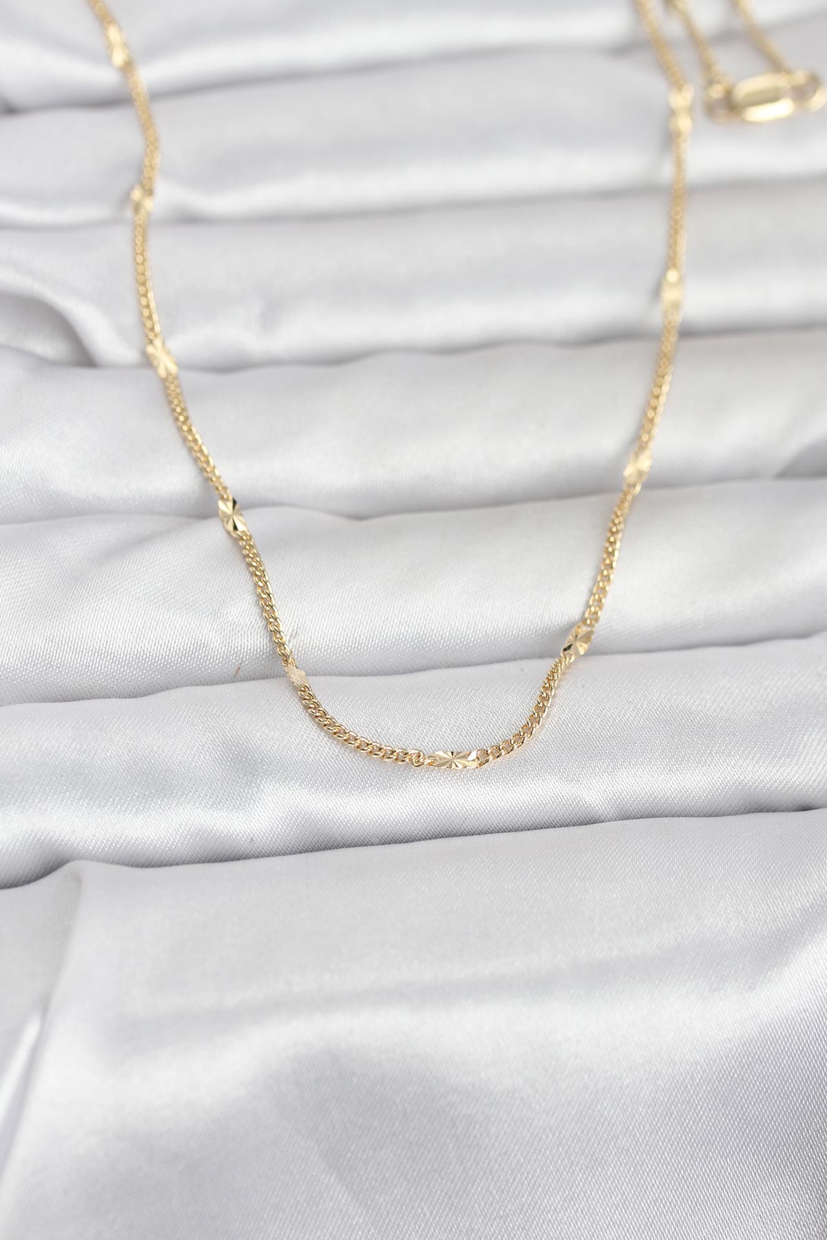 CM 14K Gold Renk Lazer Puntalı Model 60 cm Kadın Kolye - TJ-BKO10961