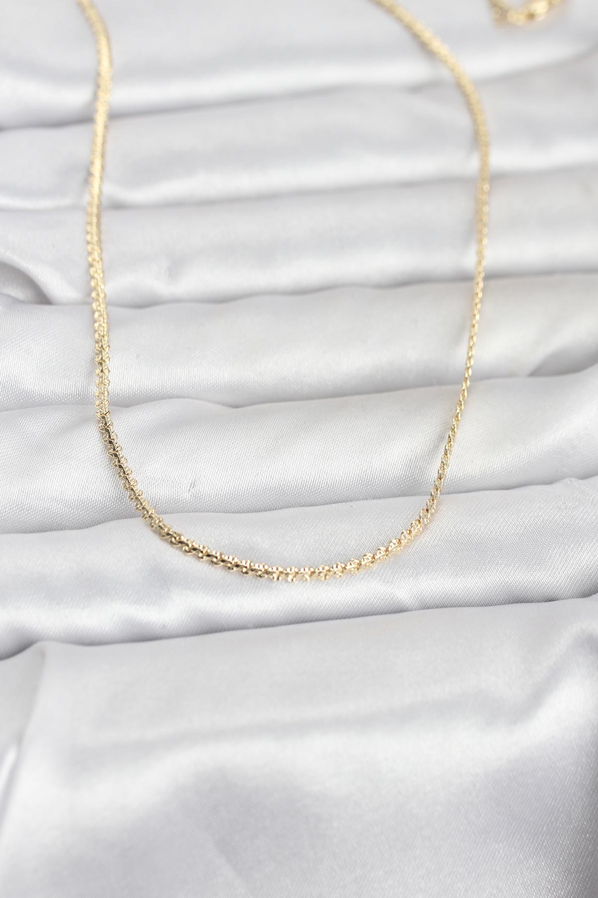 CM 14K Gold Renk Yassı Zincir Model 60 cm Kadın Kolye - TJ-BKO10965