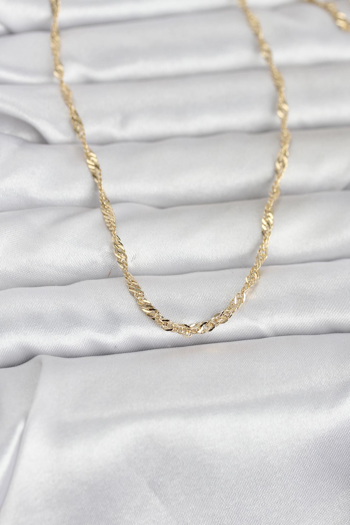 CM 14K Gold Renk Burgu Yassı Model 60 cm Kadın Kolye - TJ-BKO10972