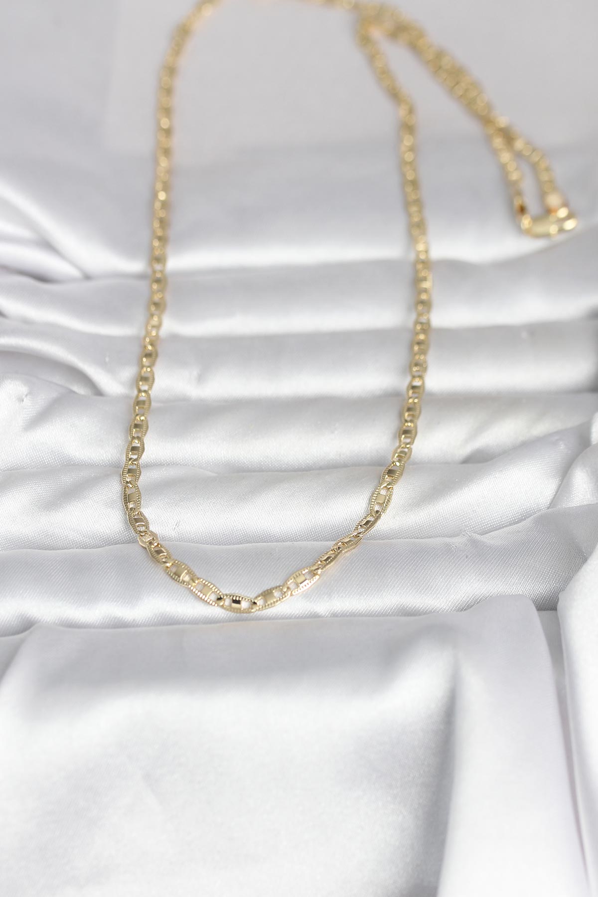 CM 14K Gold Renk Lazer Kesim Zincirli Model 60 cm Kadın Kolye - TJ-BKO10981