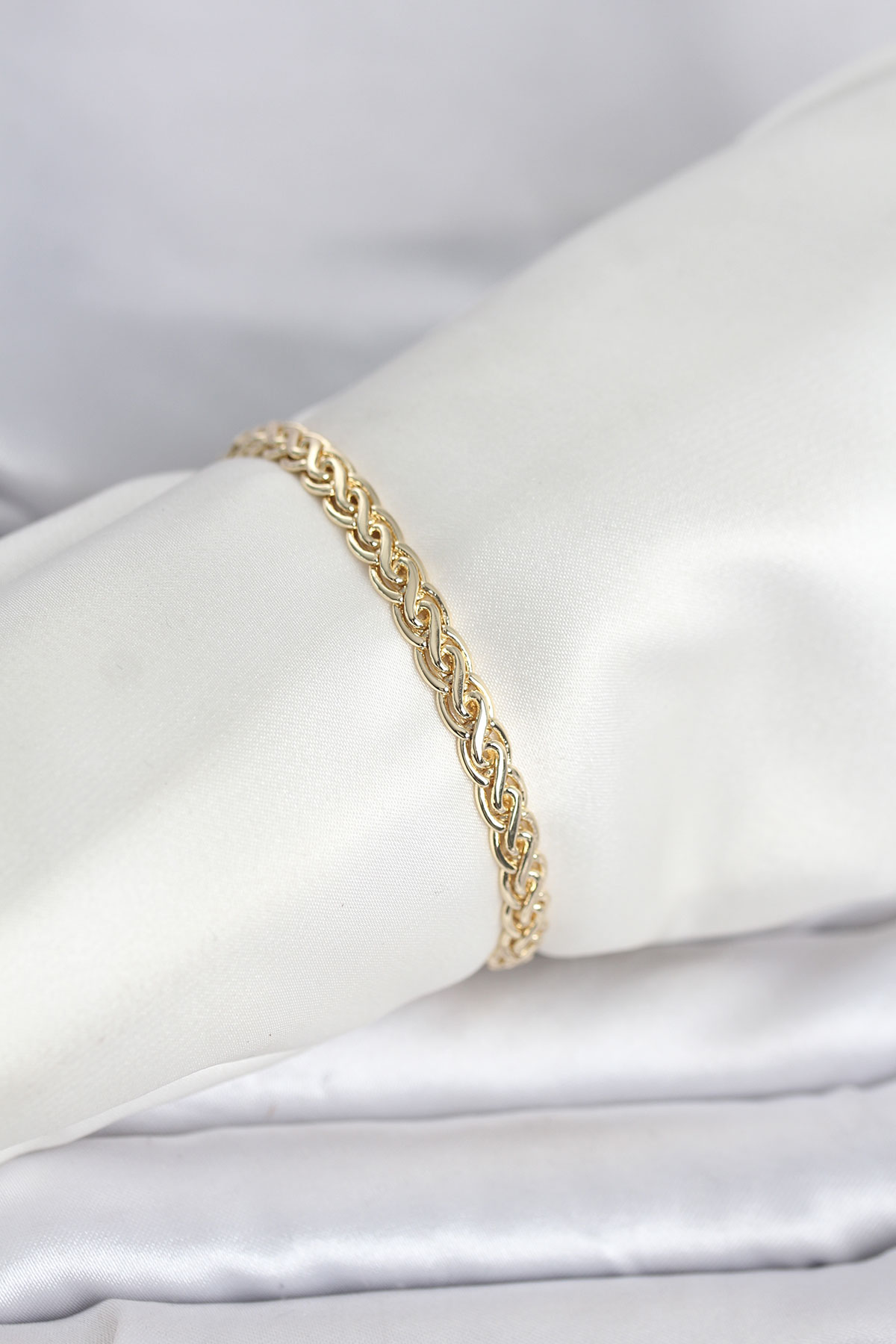CM 14K Gold Renk Sarmal Zincir Model Kadın Bileklik TJ-BB8298