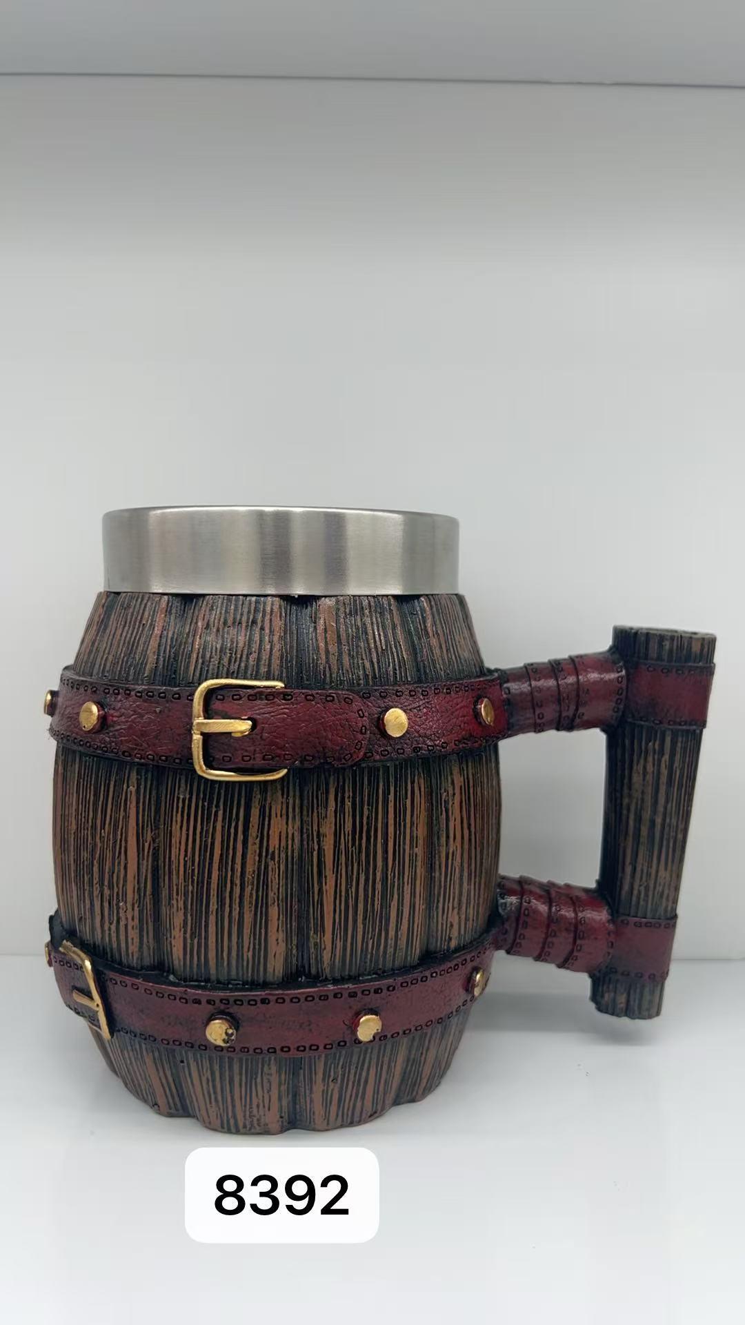 Büyük Boy Kemerli Fıçı Şeklinde Çelik Kupa Kod 8392