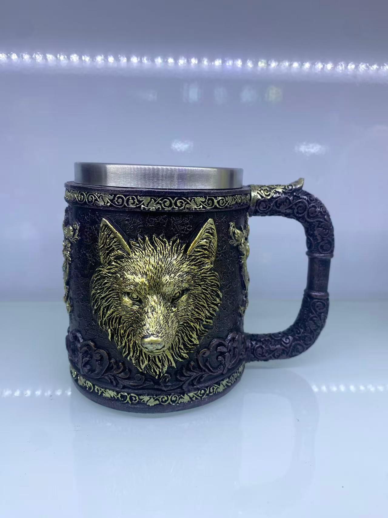 Kurt işlemeli Çelik Kupa Kod 6901