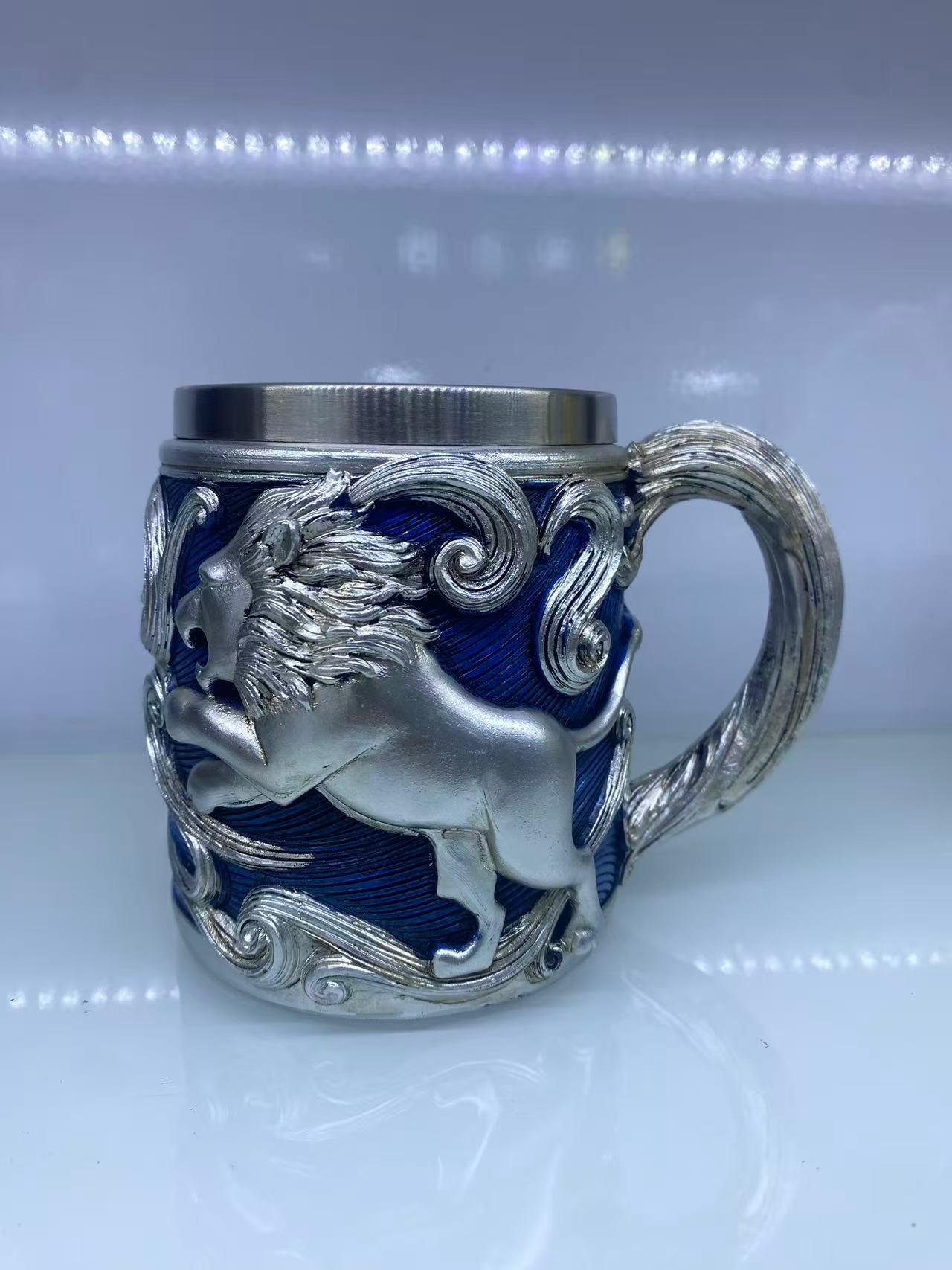 Aslan işlemeli Çelik Kupa Bardak Kod 6974