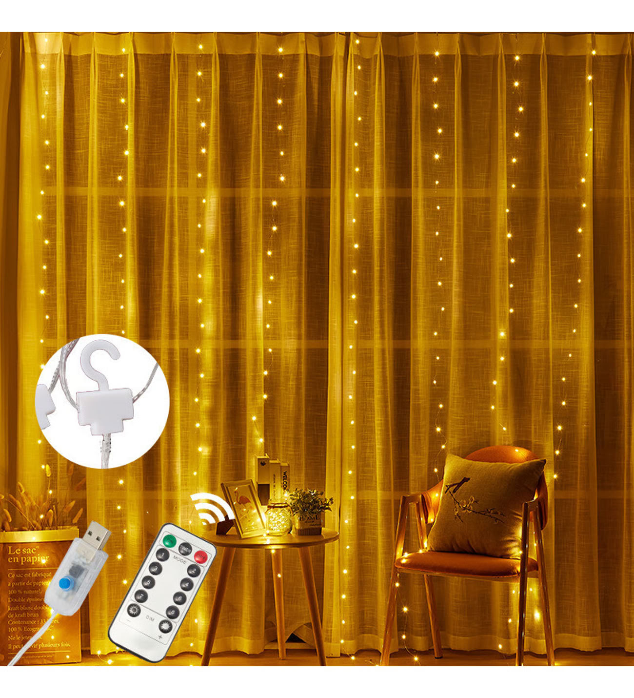 Tel Perde Led 3*3m 300 Led Gün Işığı