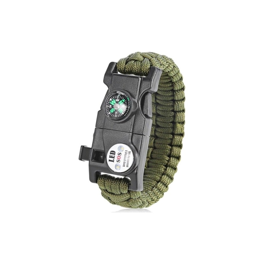 Pusula,Fenerli Yüksek Desibel Düdüklü Hayatta Kalma Kamp Bilekliği - HAKİ