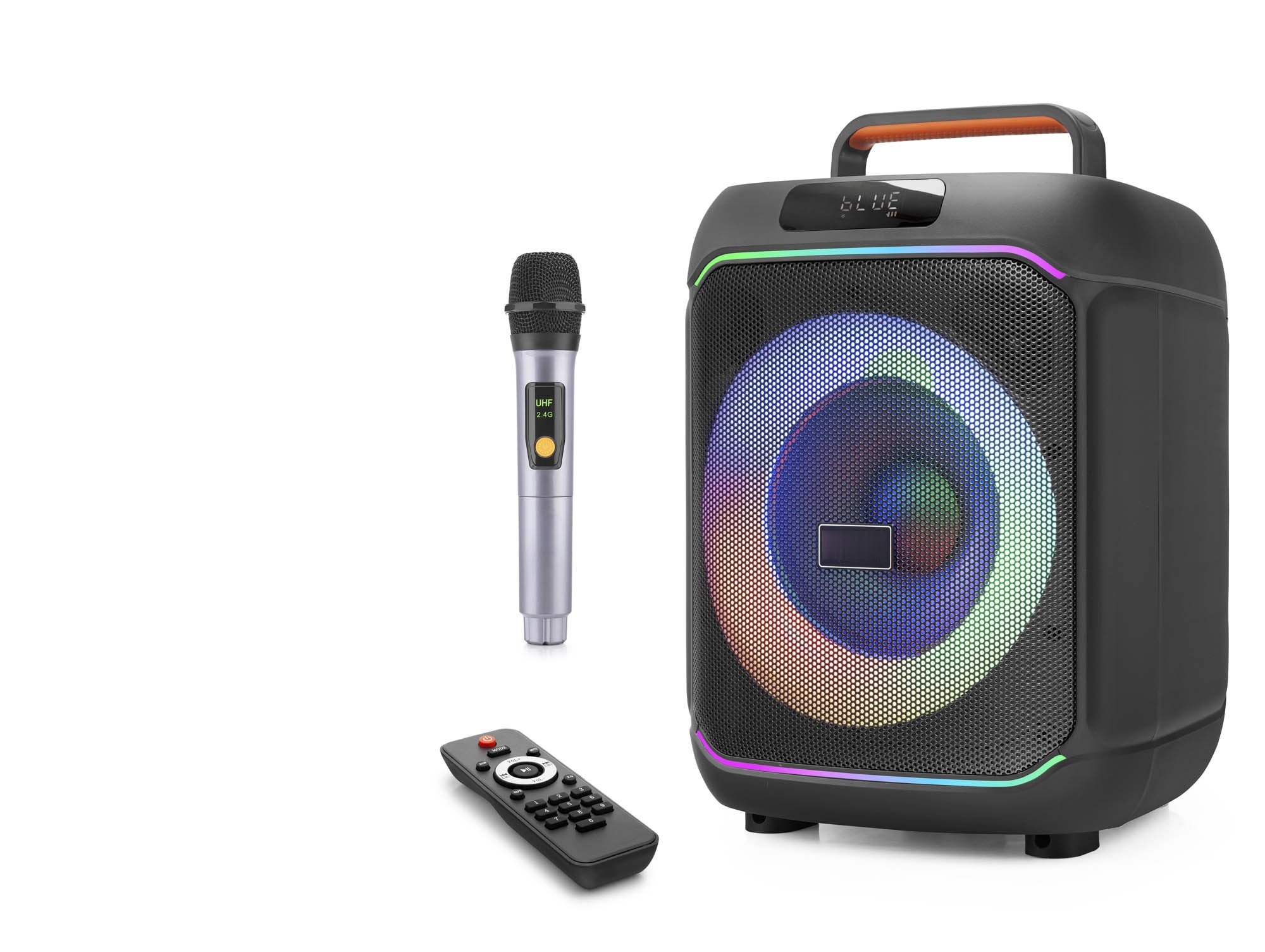 Evi̇mdeyokyok Karaoke Mi̇krofonlu Bluetooth Hoparlör Fm Radyo 40W 8 İnç Rgb Kumandalı Si̇yah Jbr818