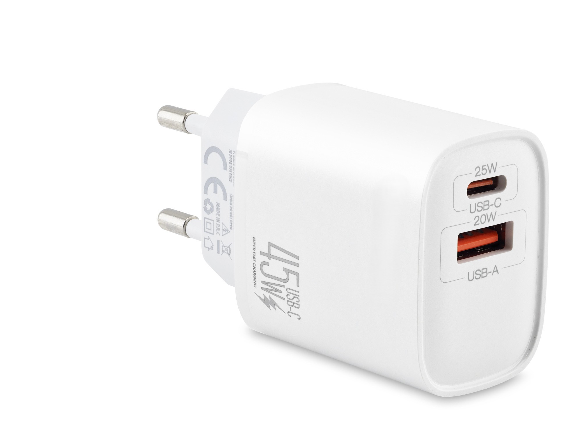 Evi̇mdeyokyok Usb Type-C Çi̇ft Çıkışlı Hızlı Şarj Adaptörü 45W Beyaz Nd1013