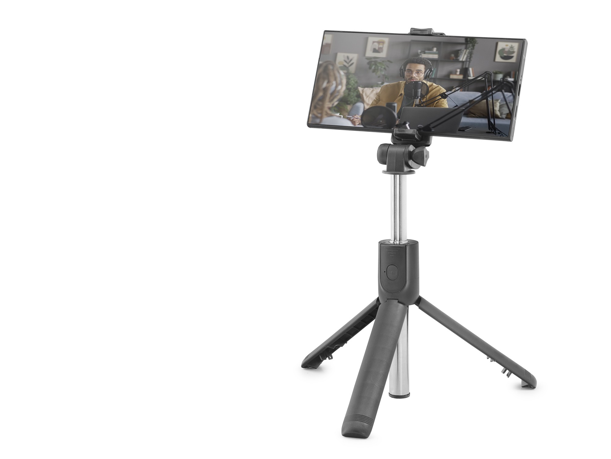Evimdeyokyok Telefon Tripodu Ve Selfie Çubuğu Seti Bluetooth Kumandalı 69 Cm - Siyah Pembe Nd1037