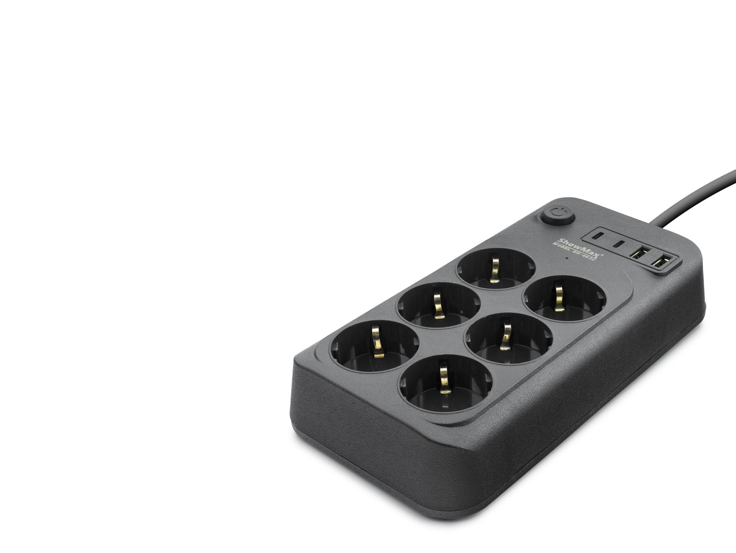 Evi̇mdeyokyok Topraklı Termal Akım Korumalı Uzatma Kablosu Anahtarlı 6 Pri̇z 2 Usb 2 Type-C 2 M Si̇yah Sh4630