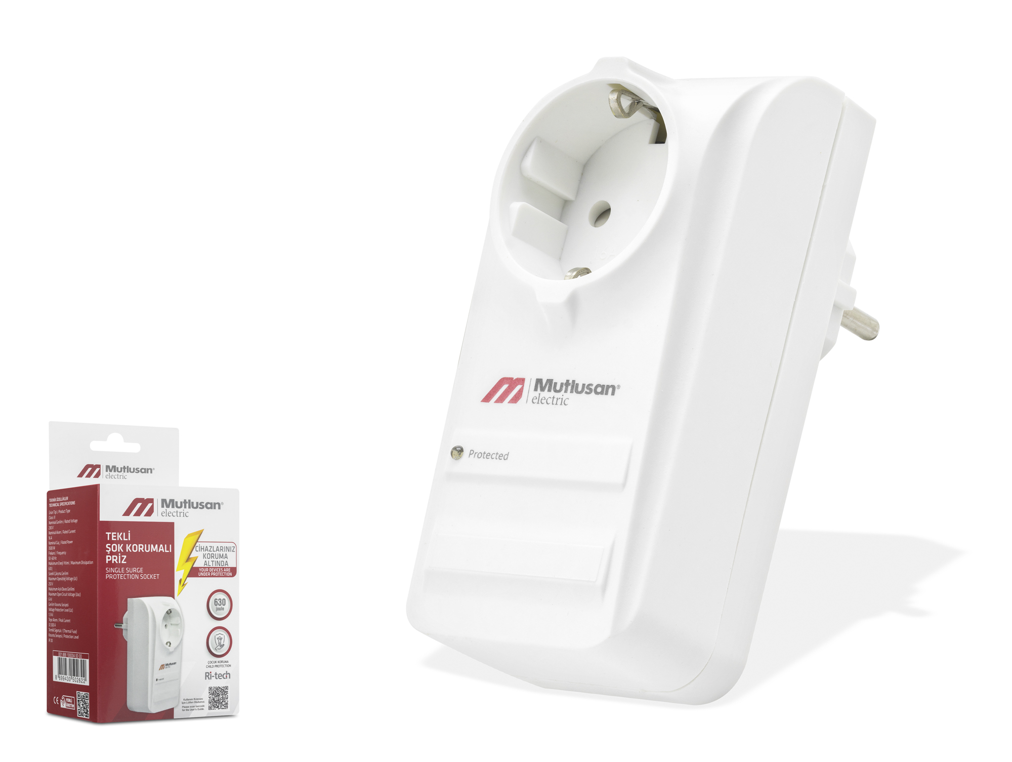 Şok Korumalı Tekli Priz - Beyaz