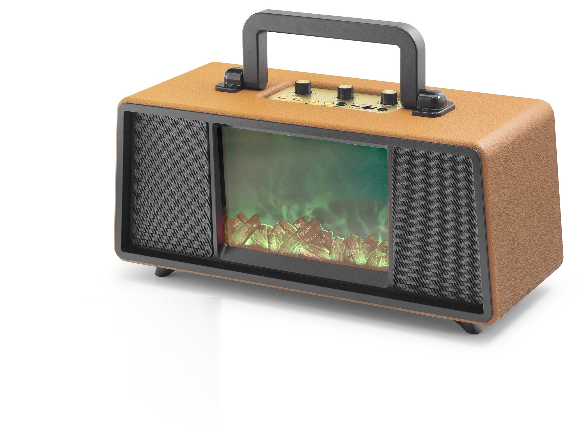 Bluetooth Solar Panelli Fm Radyo Usb Tf Nostaljik Hoparlör Rgb Alev Efektli - Kahverengi FP391S