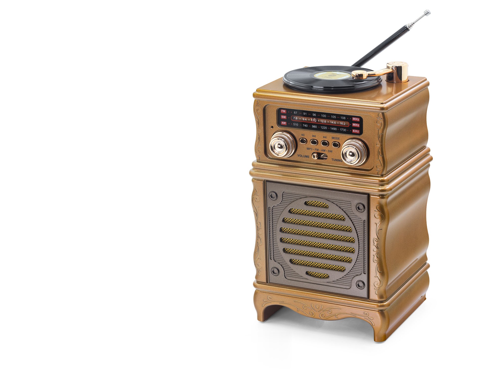 Bluetooth Nostaljik Fm Radyo Usb Tf Aux Hoparlör - Kahverengi FX2502B