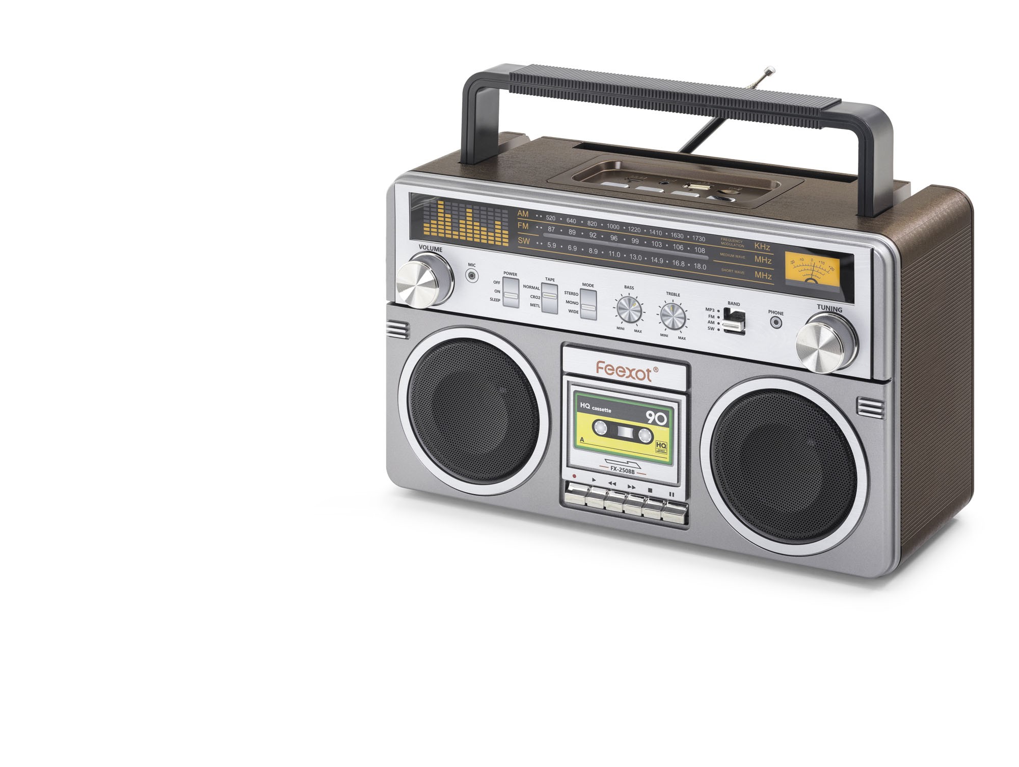 Bluetooth Nostaljik Fm Radyo Usb Tf Aux Taşınabilir Hoparlör - Gri FX2508B