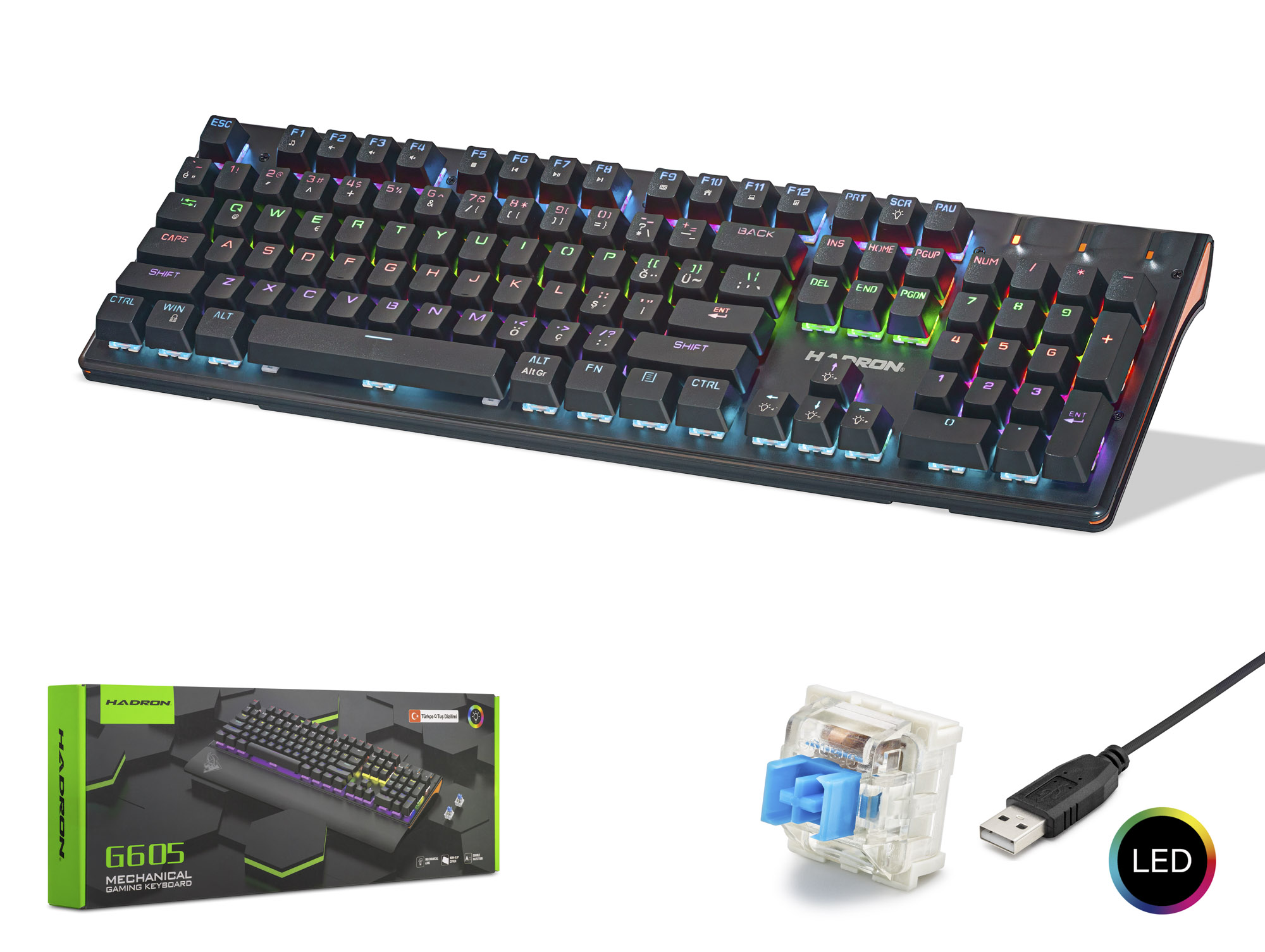 Evi̇mdeyokyok G605 Mekani̇k Rgb Klavye Blue Swi̇tch - Si̇yah
