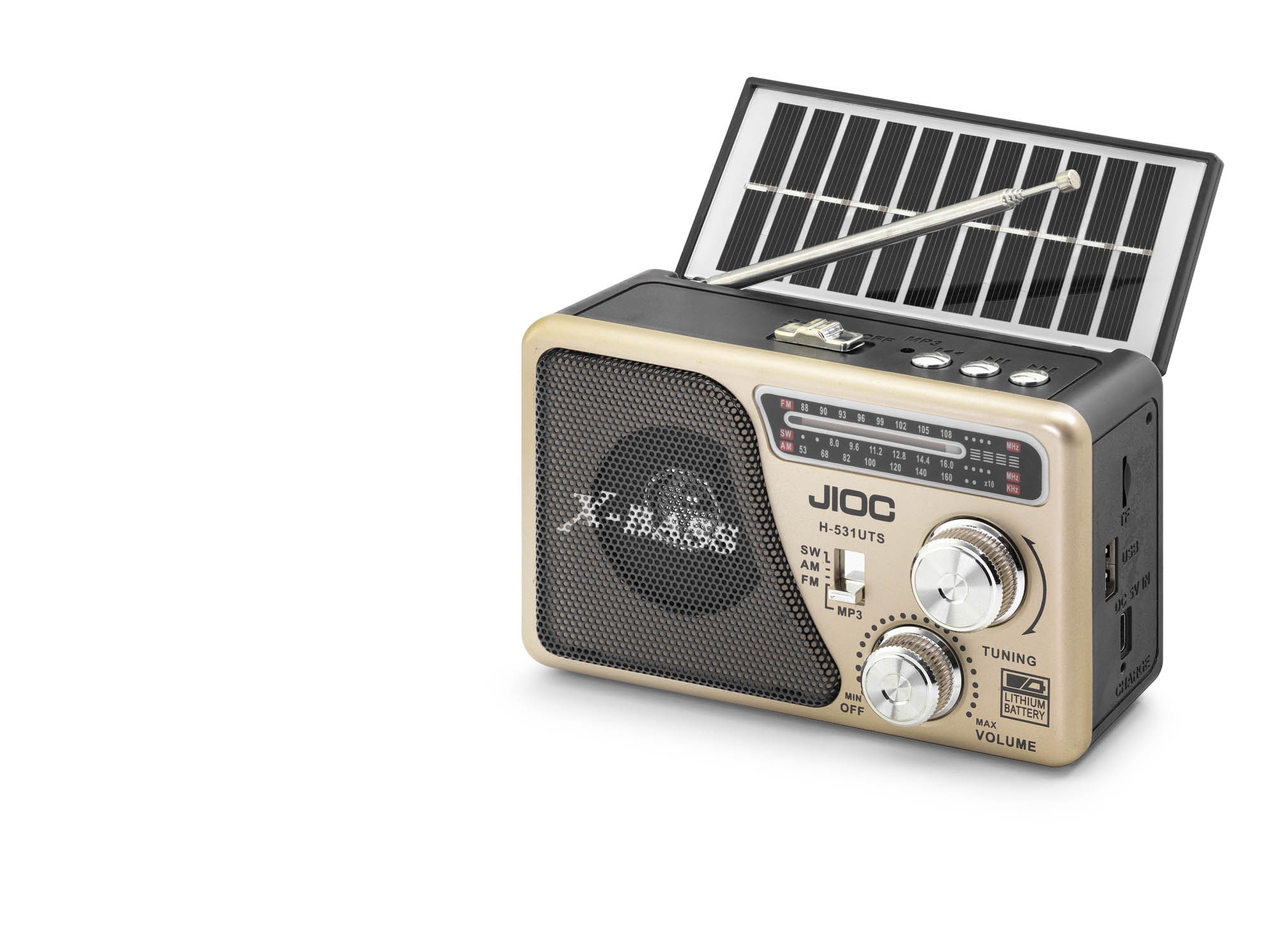 Nostaljik Bluetooth Fm Radyo Tws Usb Tf Aux Solar Şarjli El Fenerli Kamp Hoparlör H531UTS