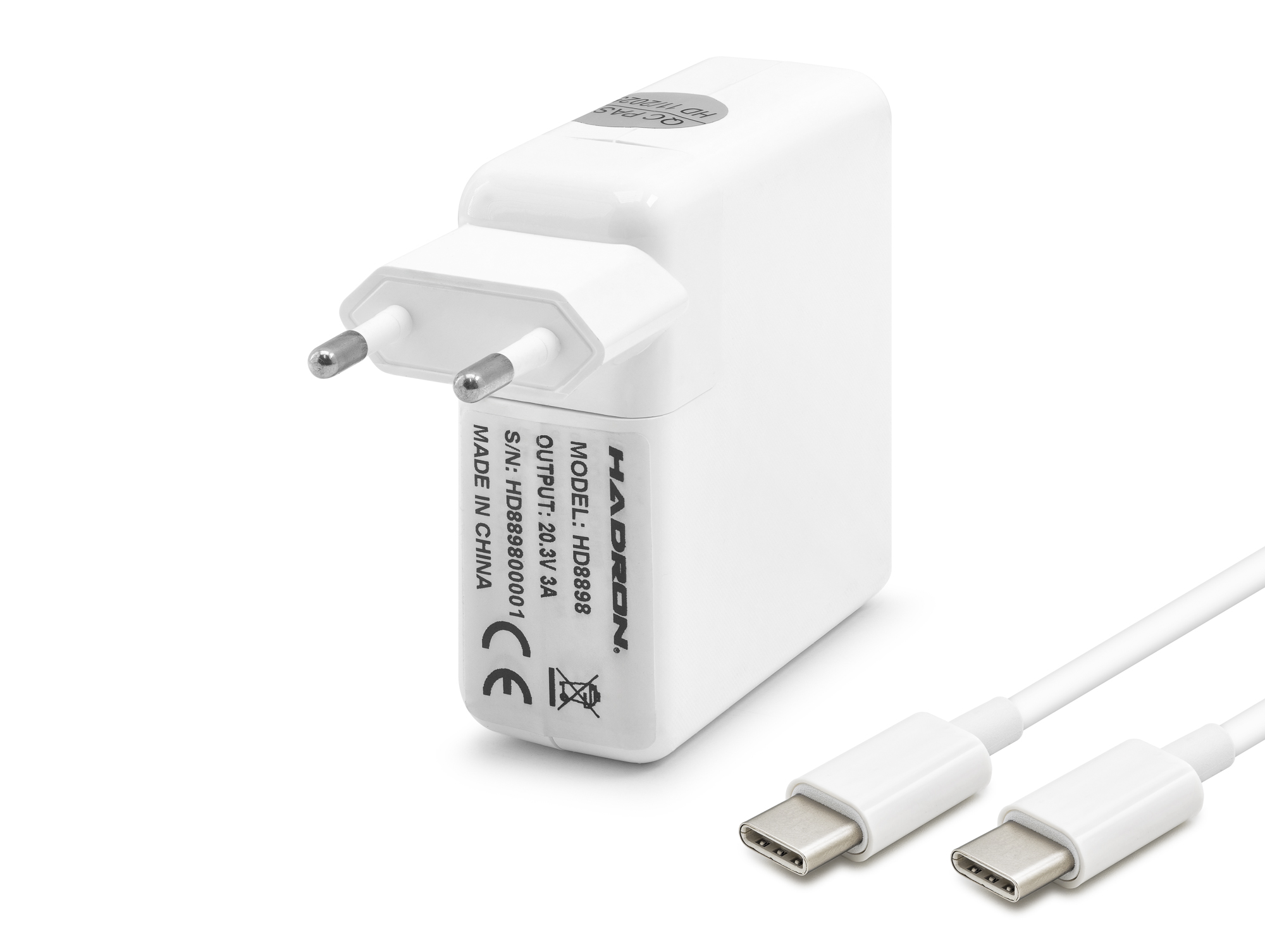 20.3V 3A 61W Laptop Adaptörü - Type-C - Asus Dell Uyumlu - Beyaz HD8898