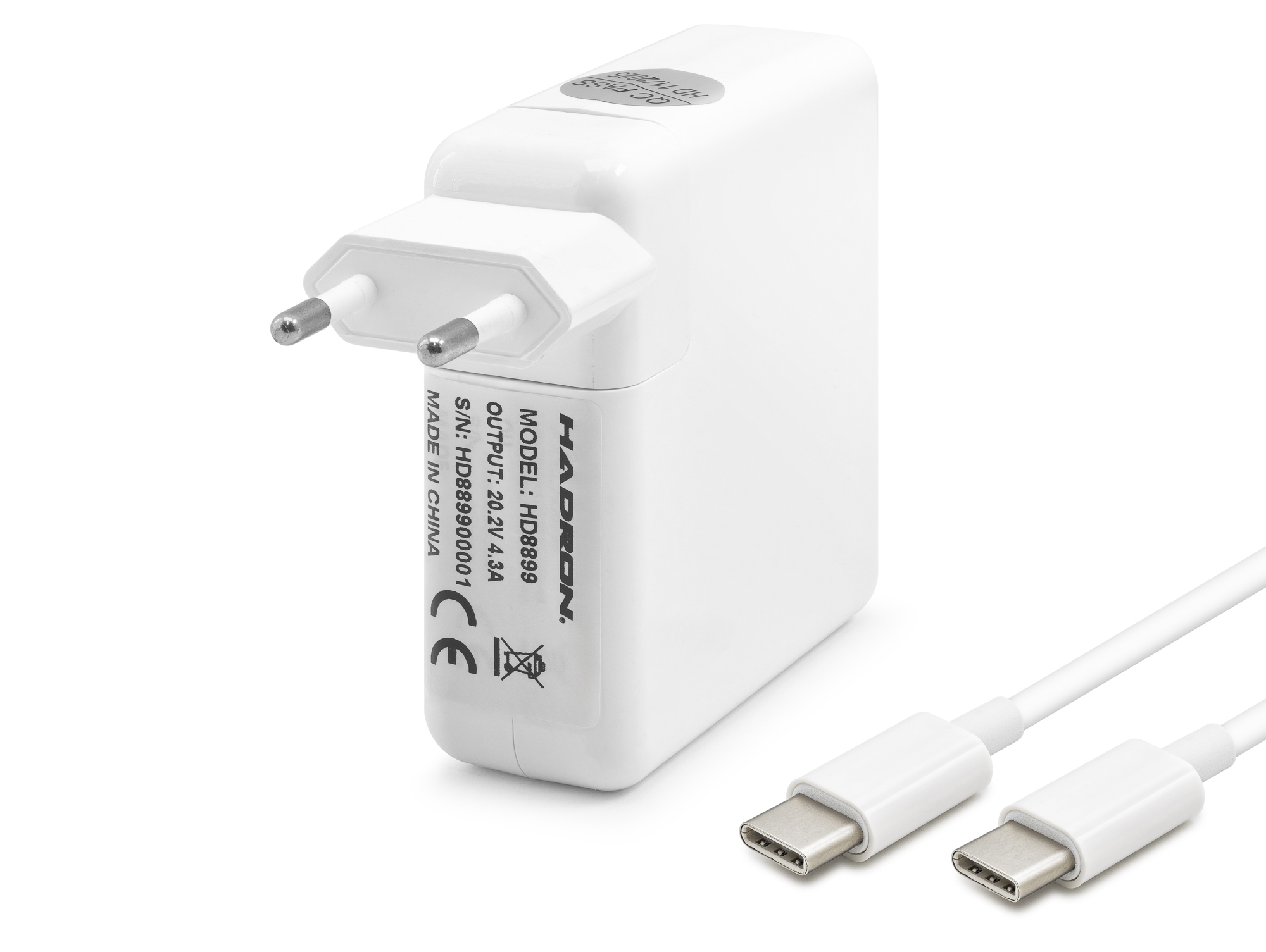 20.2V 4.3A 87W Laptop Adaptörü - Type-C - Asus Dell Uyumlu - Beyaz HD8899