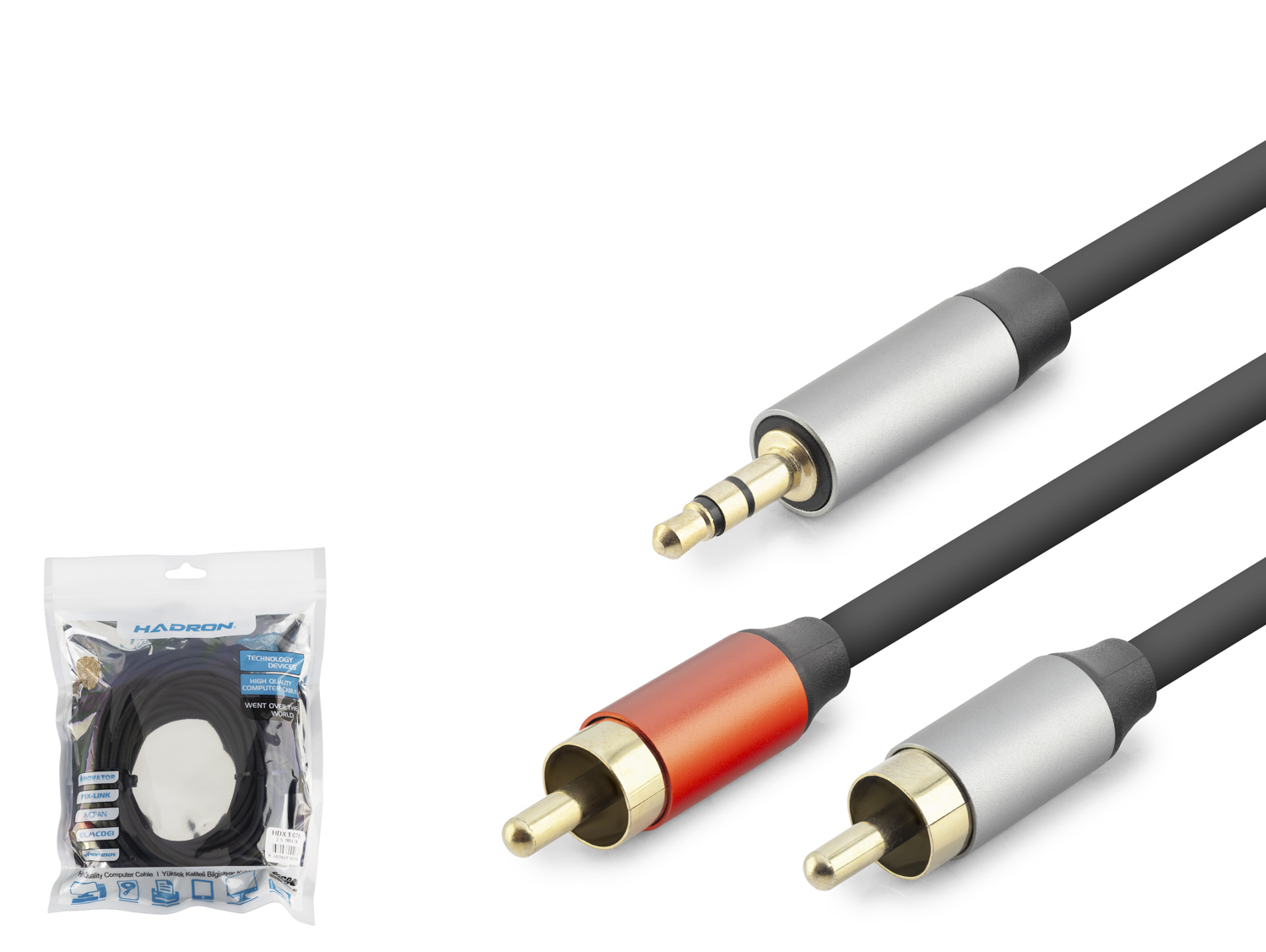 Evi̇mdeyokyok 3.5 Mm To 2 Rca Ses Kablosu 10 M - Si̇yah Hdx1076