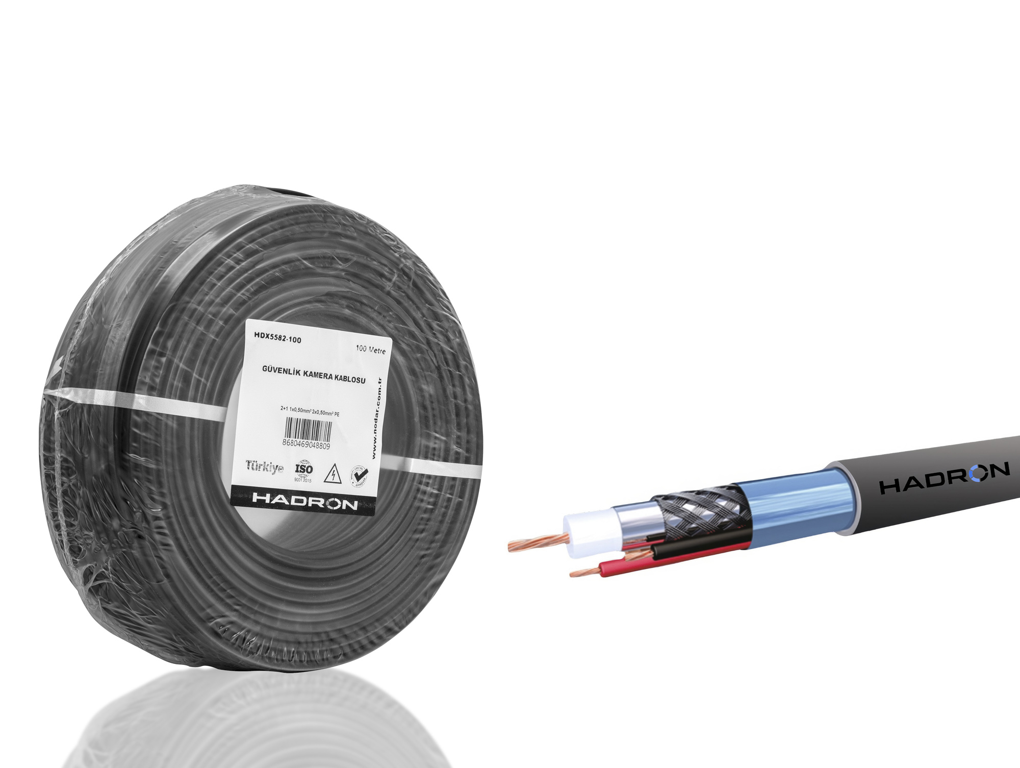 Cctv Kablo Mini Coax Eco Cca Pe 2X0.50 Mm Dış Mekan 100 M - Siyah HDX5582-100