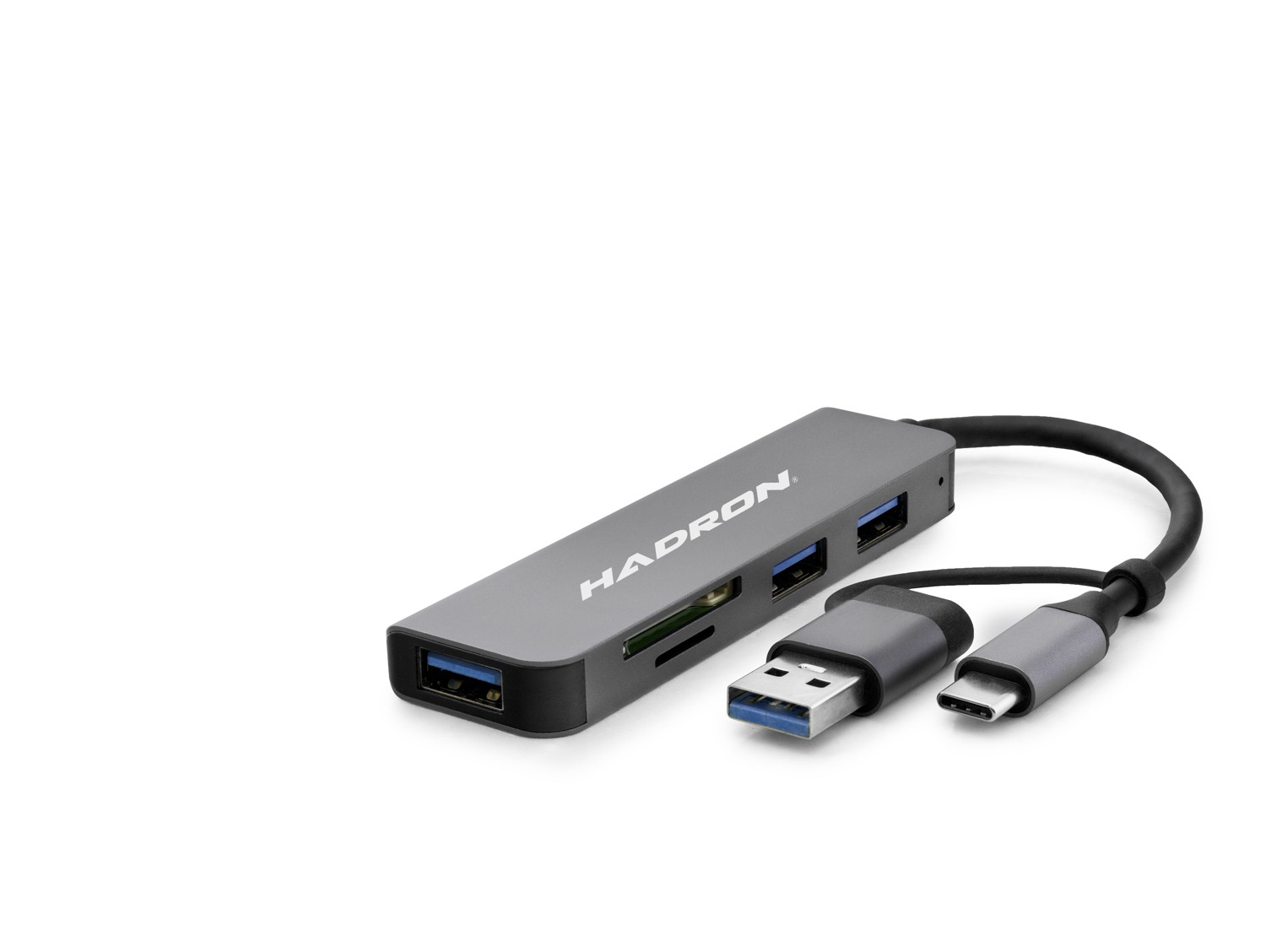 Usb 3.0 &amp; Type-C Hub Kart Okuyucu 5 Port - Gri HDX7826