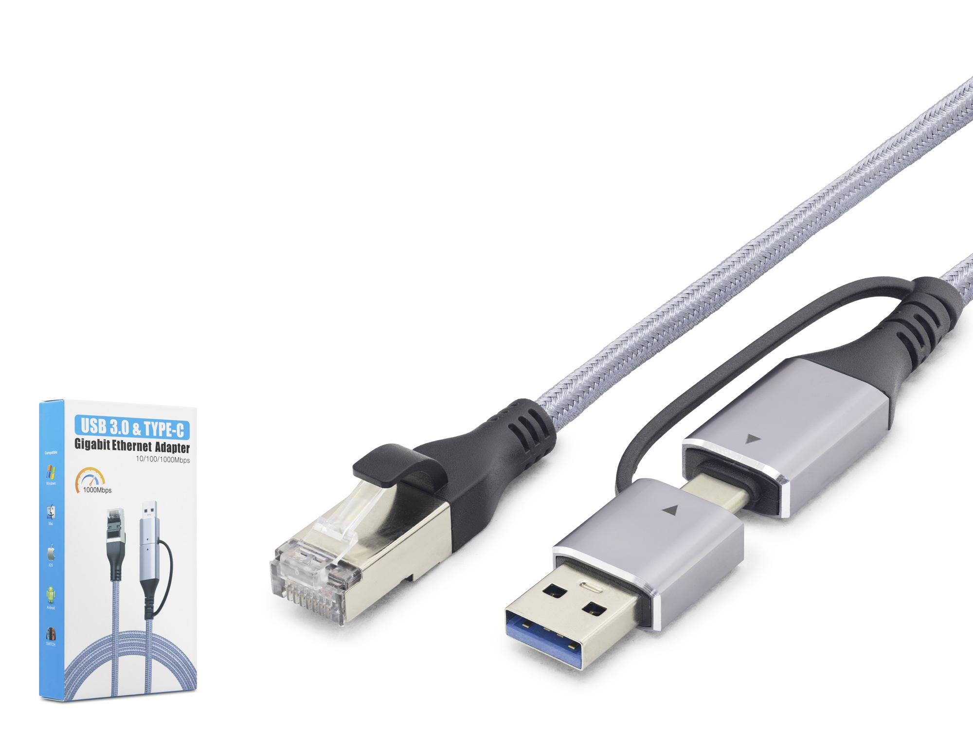 Usb 3.0 & Type-C Gigabit Ethernet Adaptör - Gri HDX7876