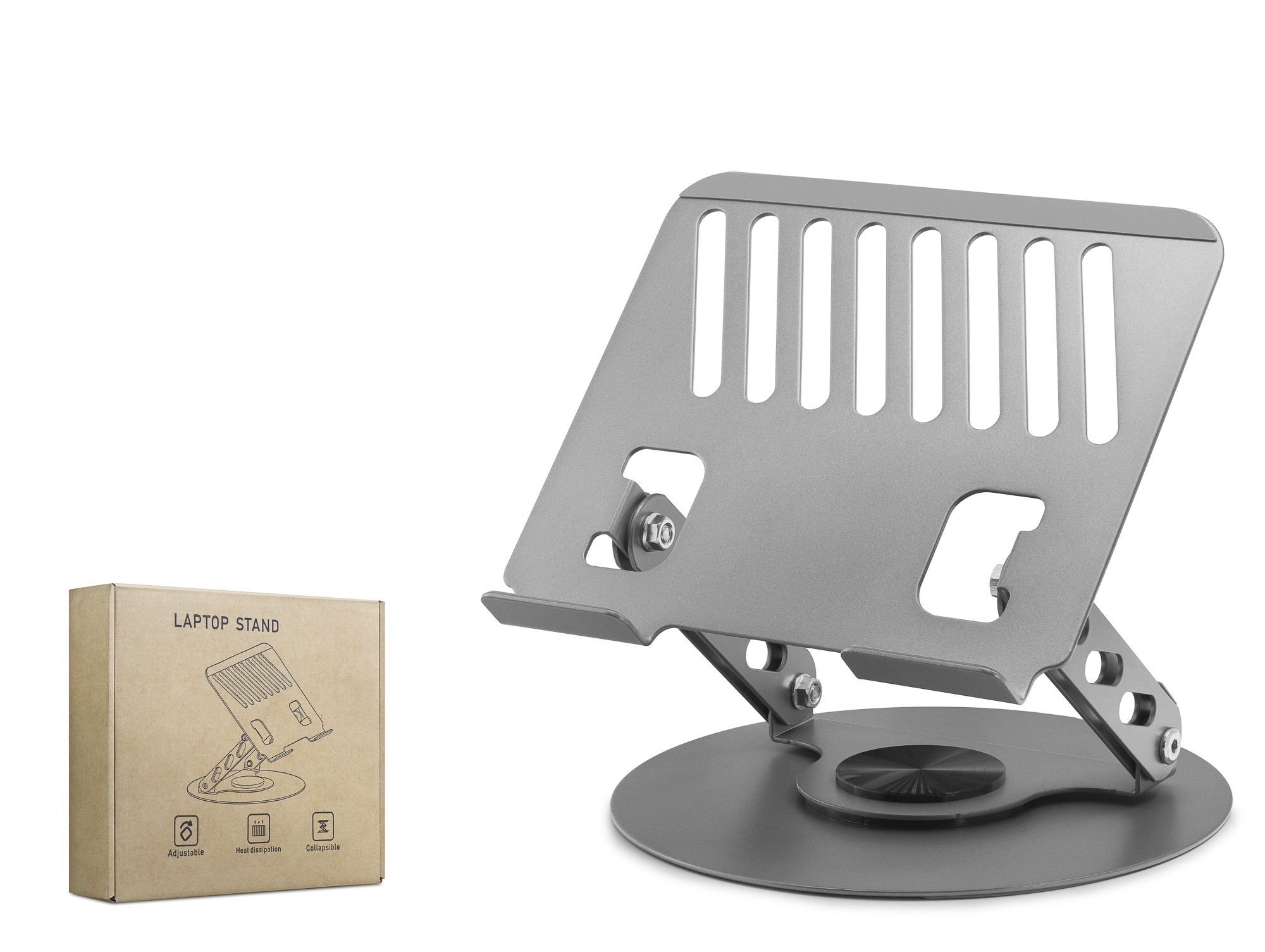 Evi̇mdeyokyok Karbon Çeli̇k 360 Derece Dönebi̇len Ergonomi̇k Laptop Standi̇ - Gri̇ Hdx8018