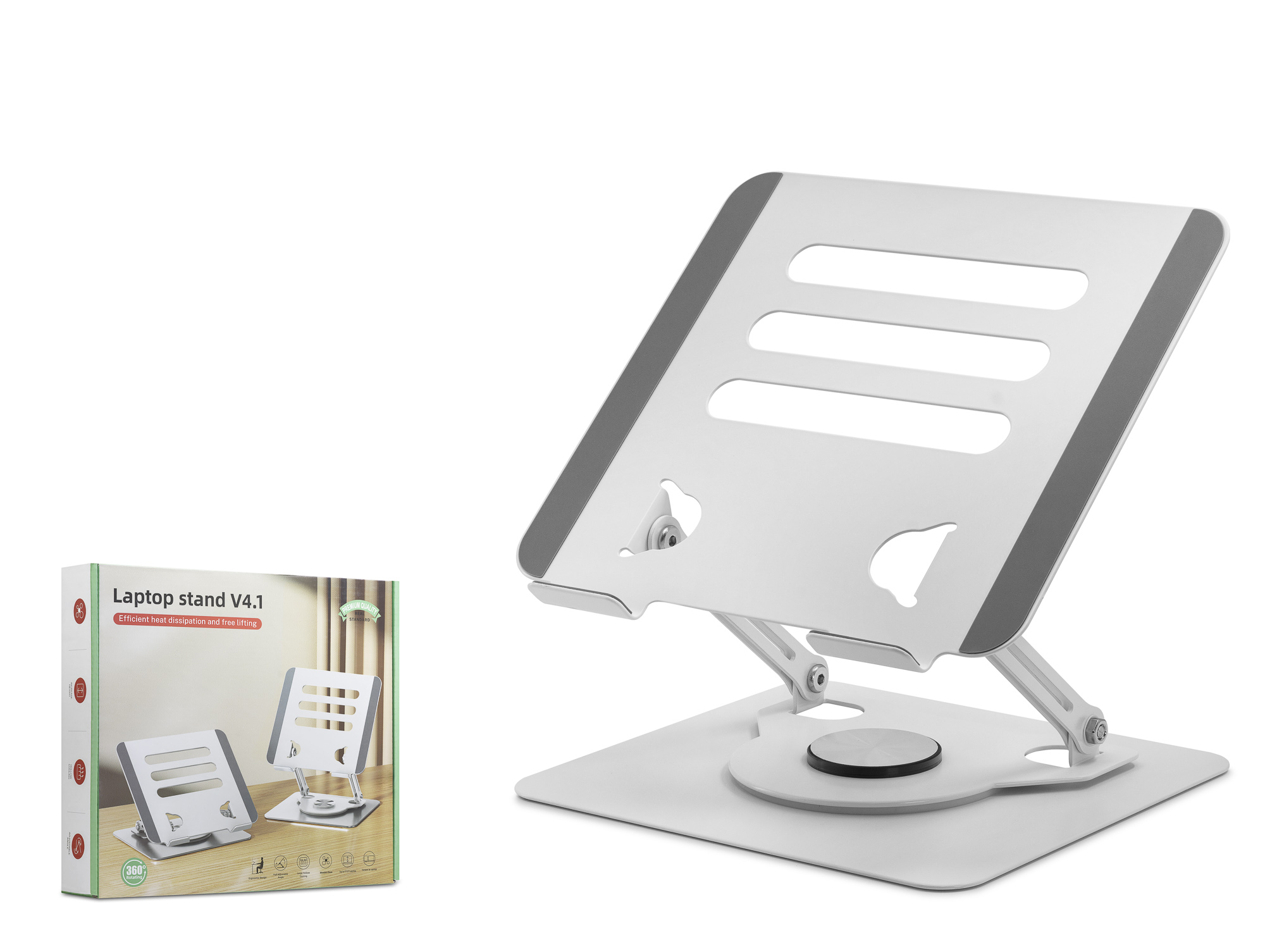 Evi̇mdeyokyok Alümi̇nyum Alaşi̇m 360 Derece Dönebi̇len Premi̇um Laptop Standi̇ - Si̇lver Hdx8019