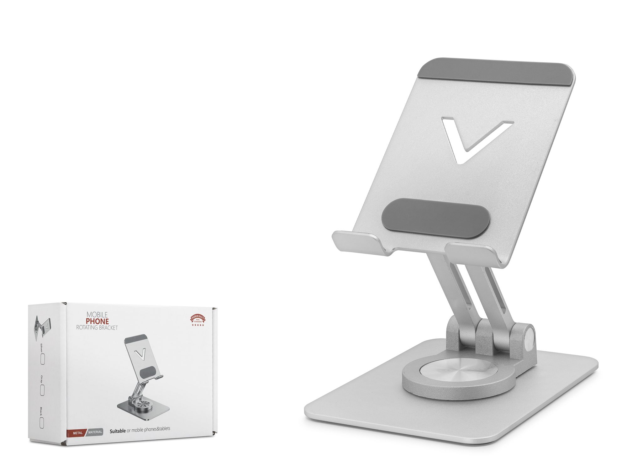 Evi̇mdeyokyok 360 Derece Döner Ayarlanabi̇li̇r Masaüstü Telefon Standi̇ Metal - Gümüş Hdx8025