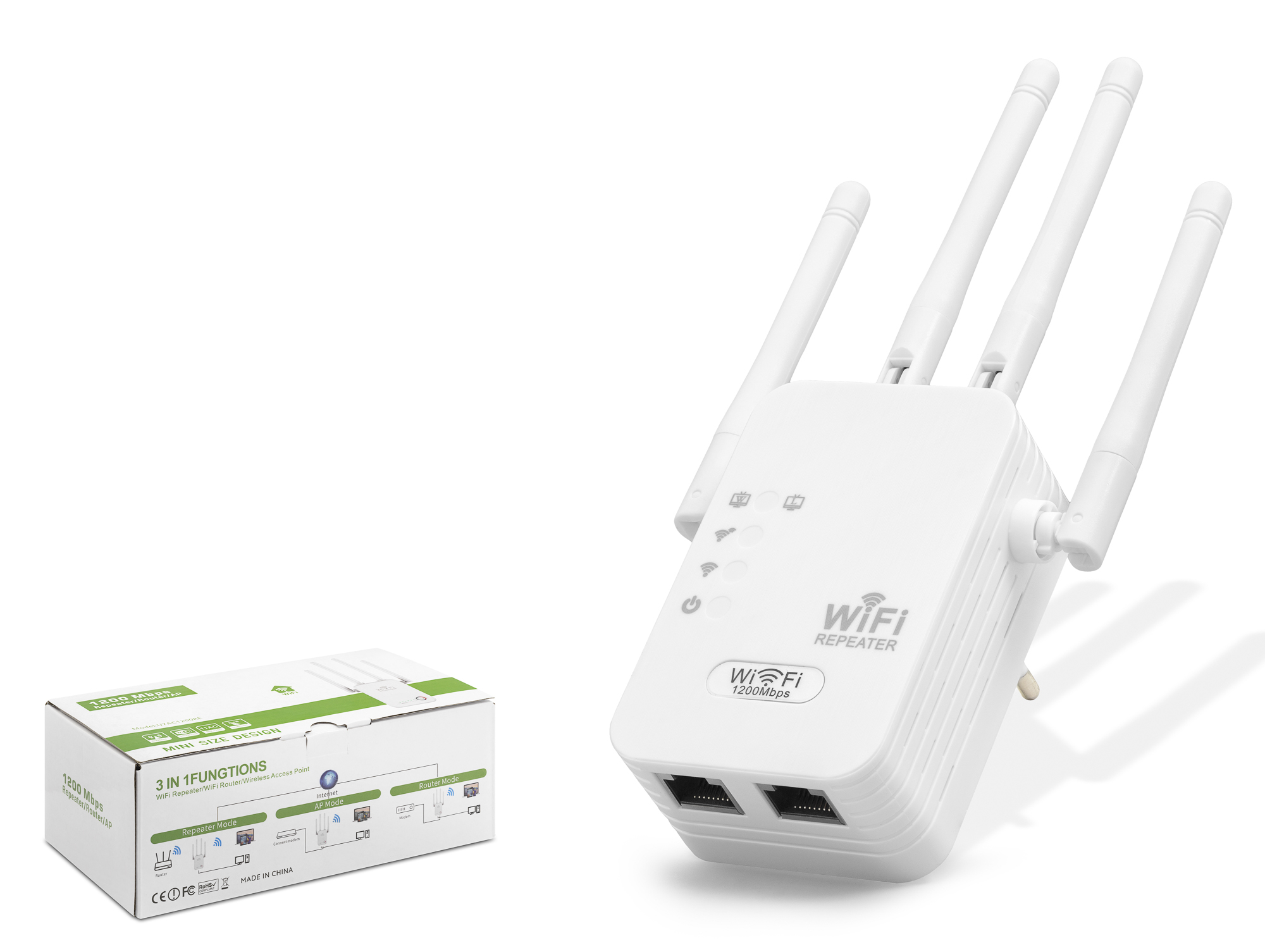 Evi̇mdeyokyok Wi̇fi̇ Repeater / Router / Ap Dual Band 1200 Mbps - Beyaz Lv-U7Ac