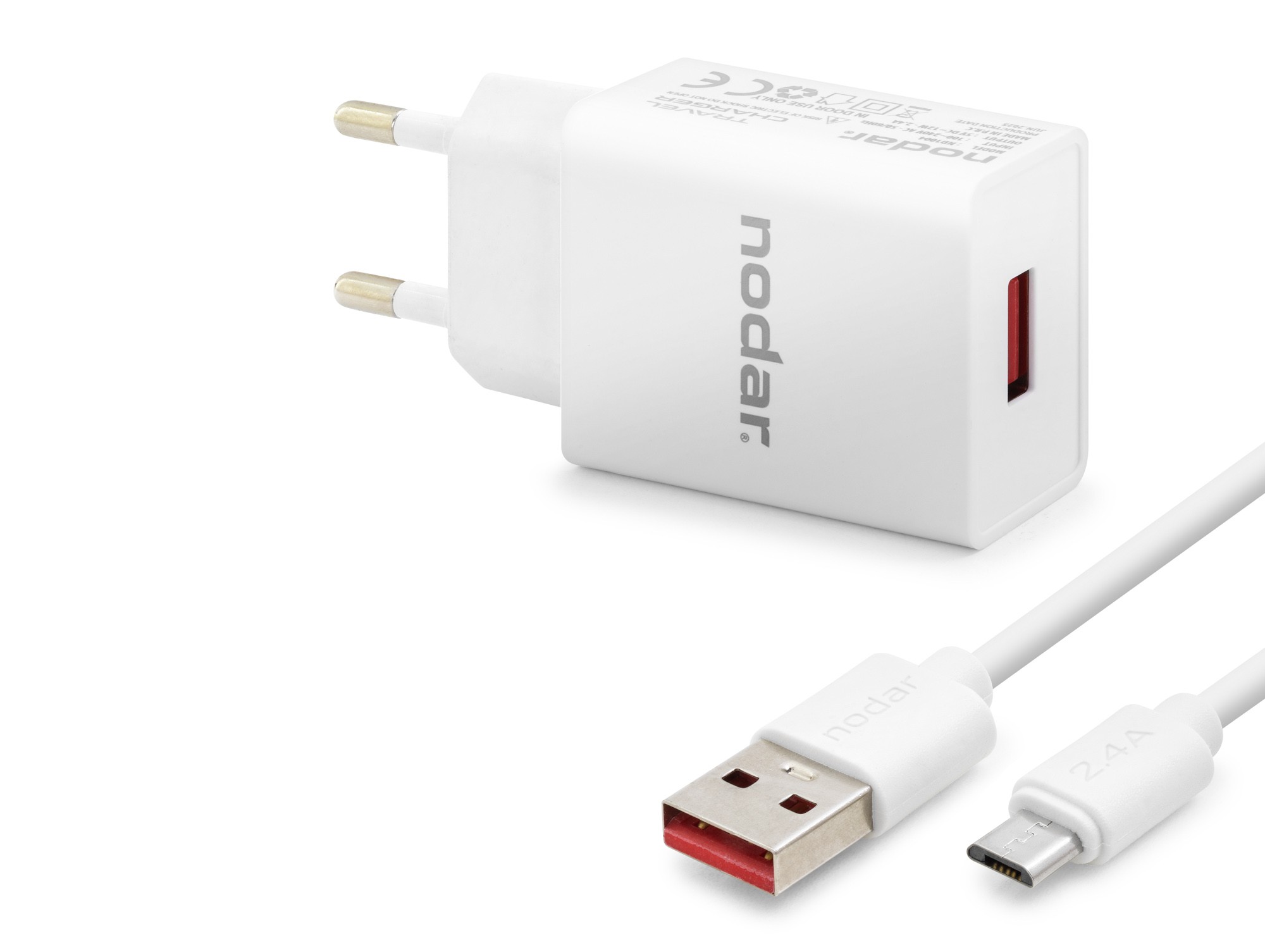 Evimdeyokyok Micro Usb Hızlı Şarj Seti 12W 2.4A Usb Adaptörlü 1 M Pvc Kablolu Beyaz Nd1004