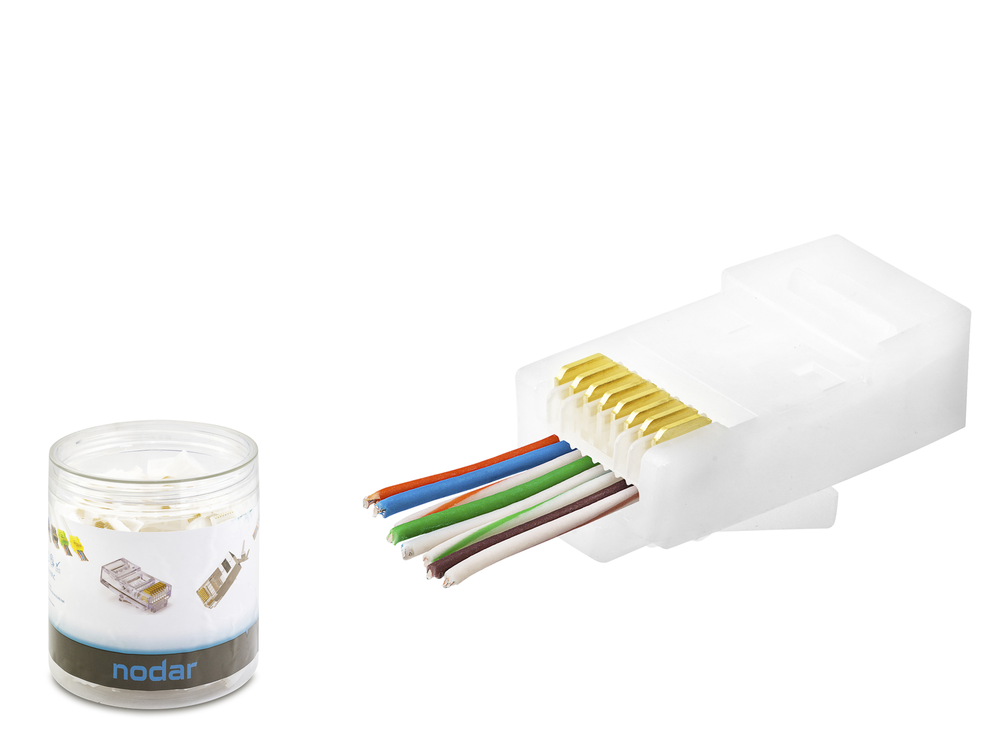 Cat6 Ez Rj45 Konnektör - 100 Adet Beyaz / Özel Plastik Kutulu ND2406