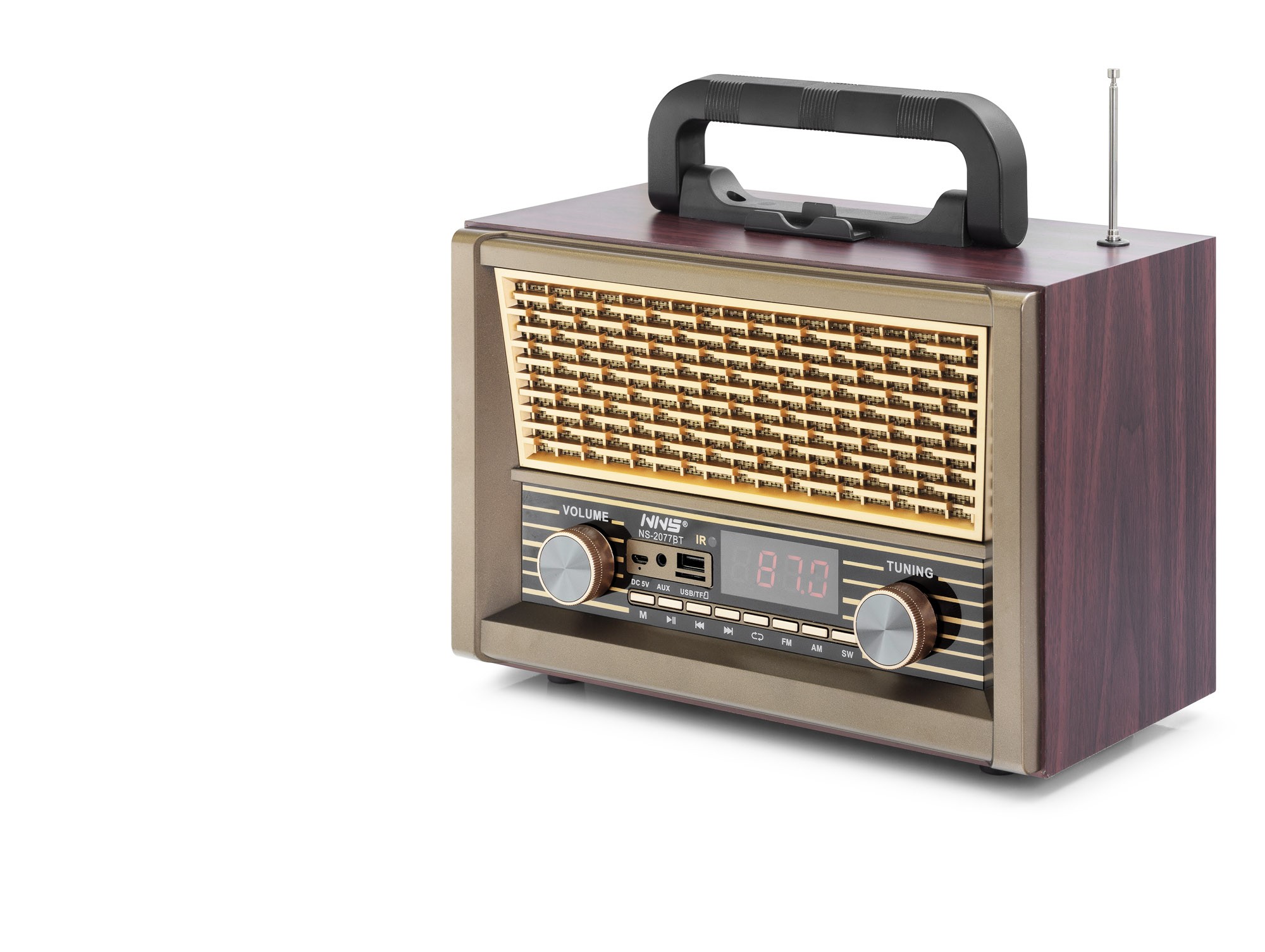 Bluetooth Nostaljik Hoparlör Fm Kumandalı 28 X 14.1 X 21 Cm NS2077BT