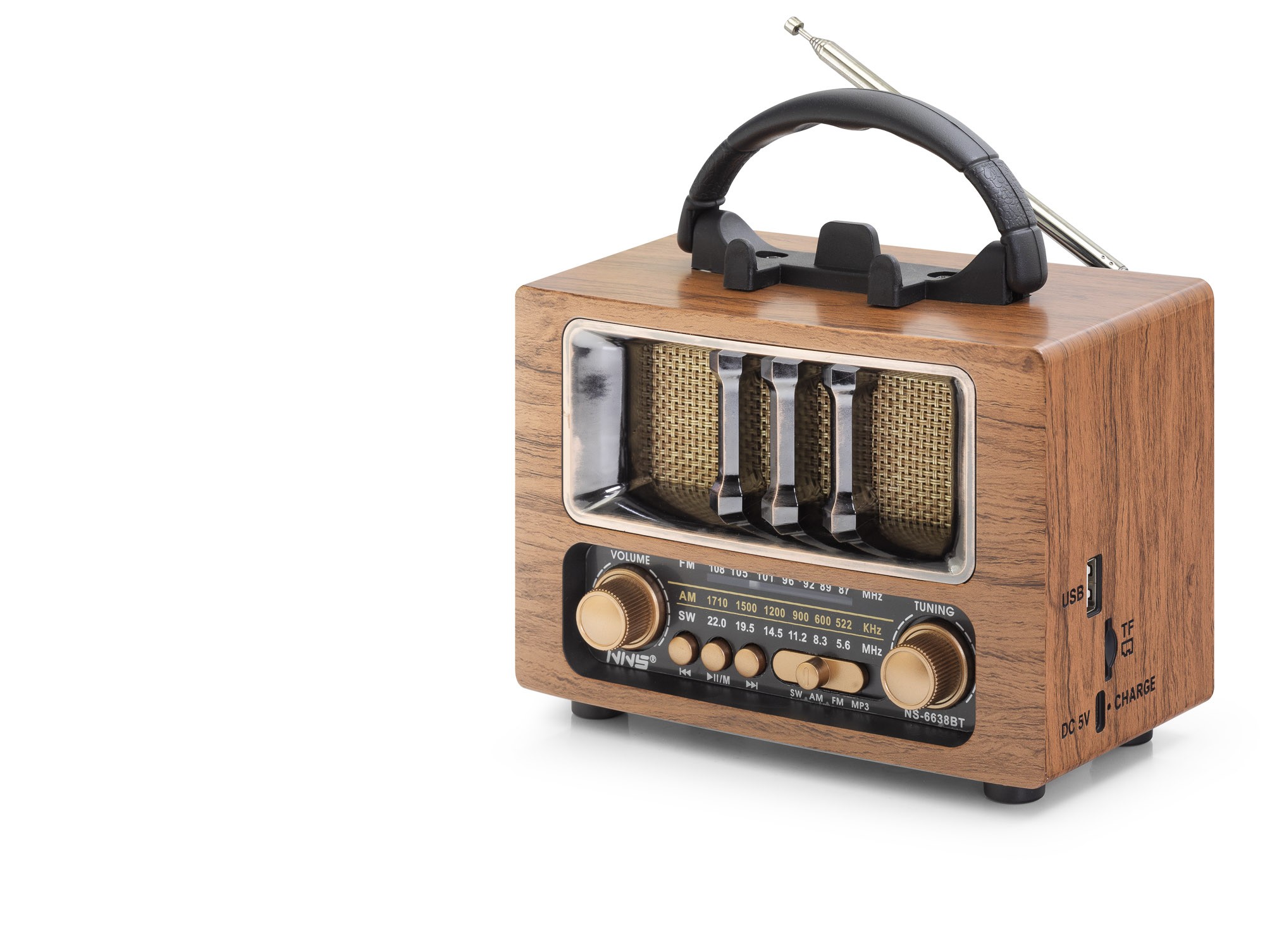 Bluetooth Nostaljik Hoparlör Fm 16.7 X 9.5 X 13.8 Cm NS6638BT