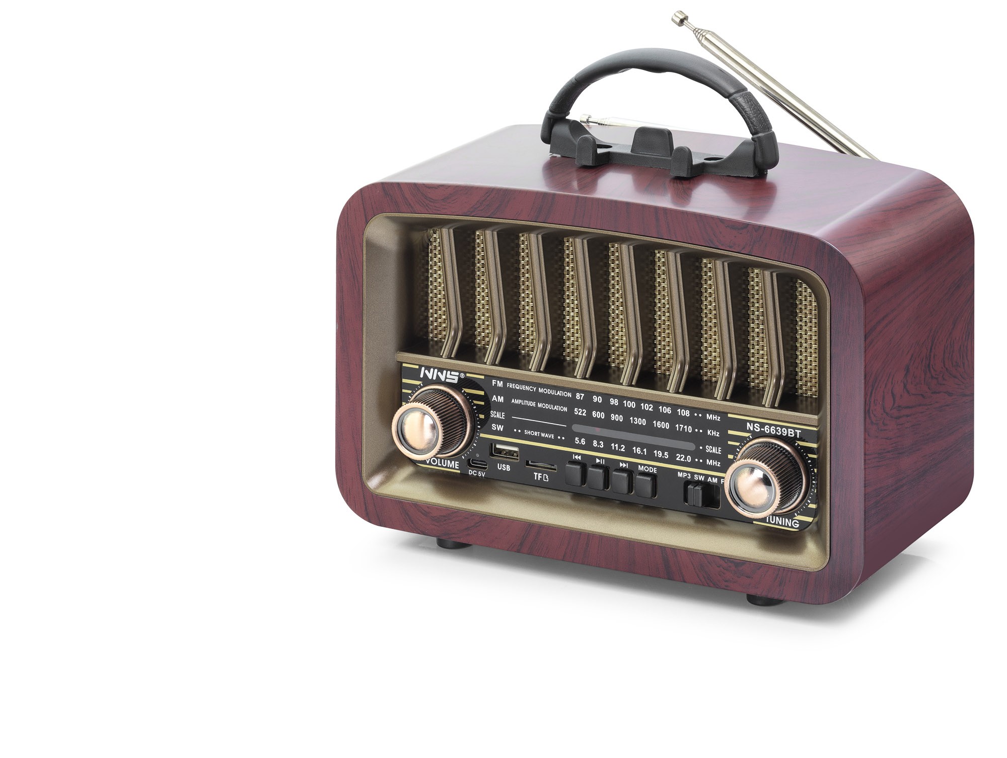 Bluetooth Nostaljik Hoparlör Fm 24.8 X 11.7 X 18.5 Cm NS6639BT