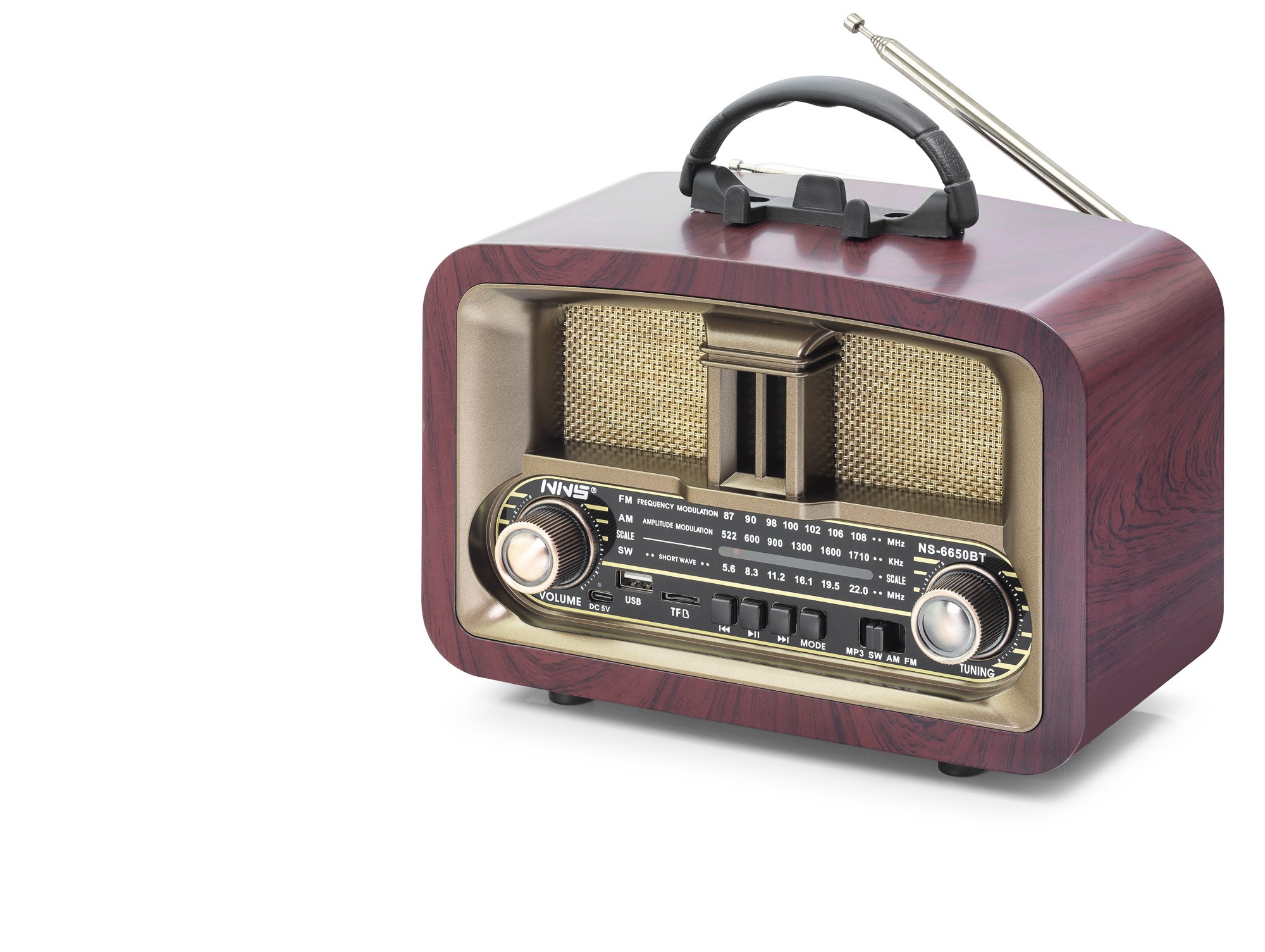 Bluetooth Nostaljik Hoparlör Fm 24.8 X 11.7 X 18.5 Cm NS6650BT