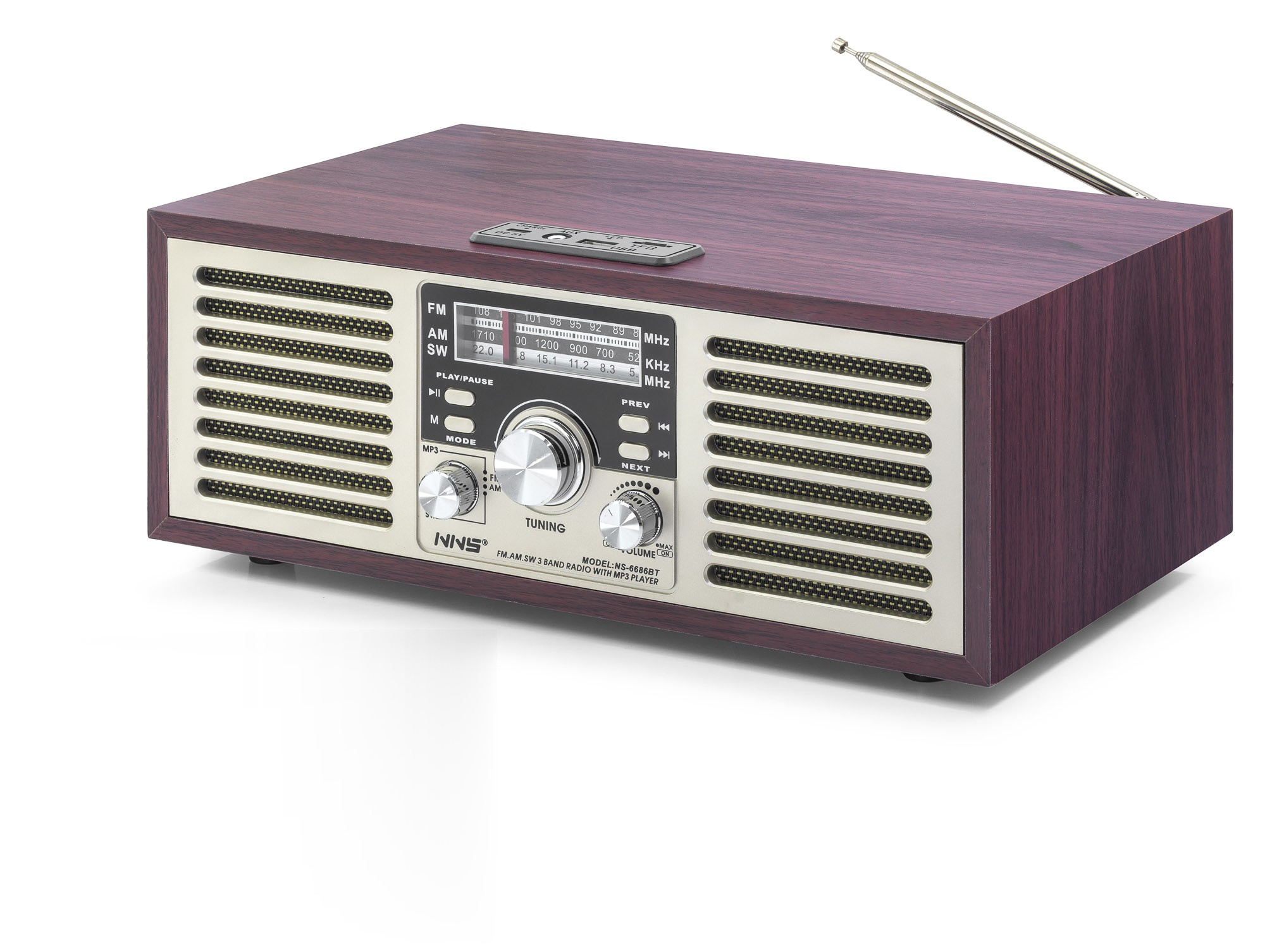 Bluetooth Nostaljik Hoparlör Fm 33 X 18 X 12.9 Cm NS6686BT