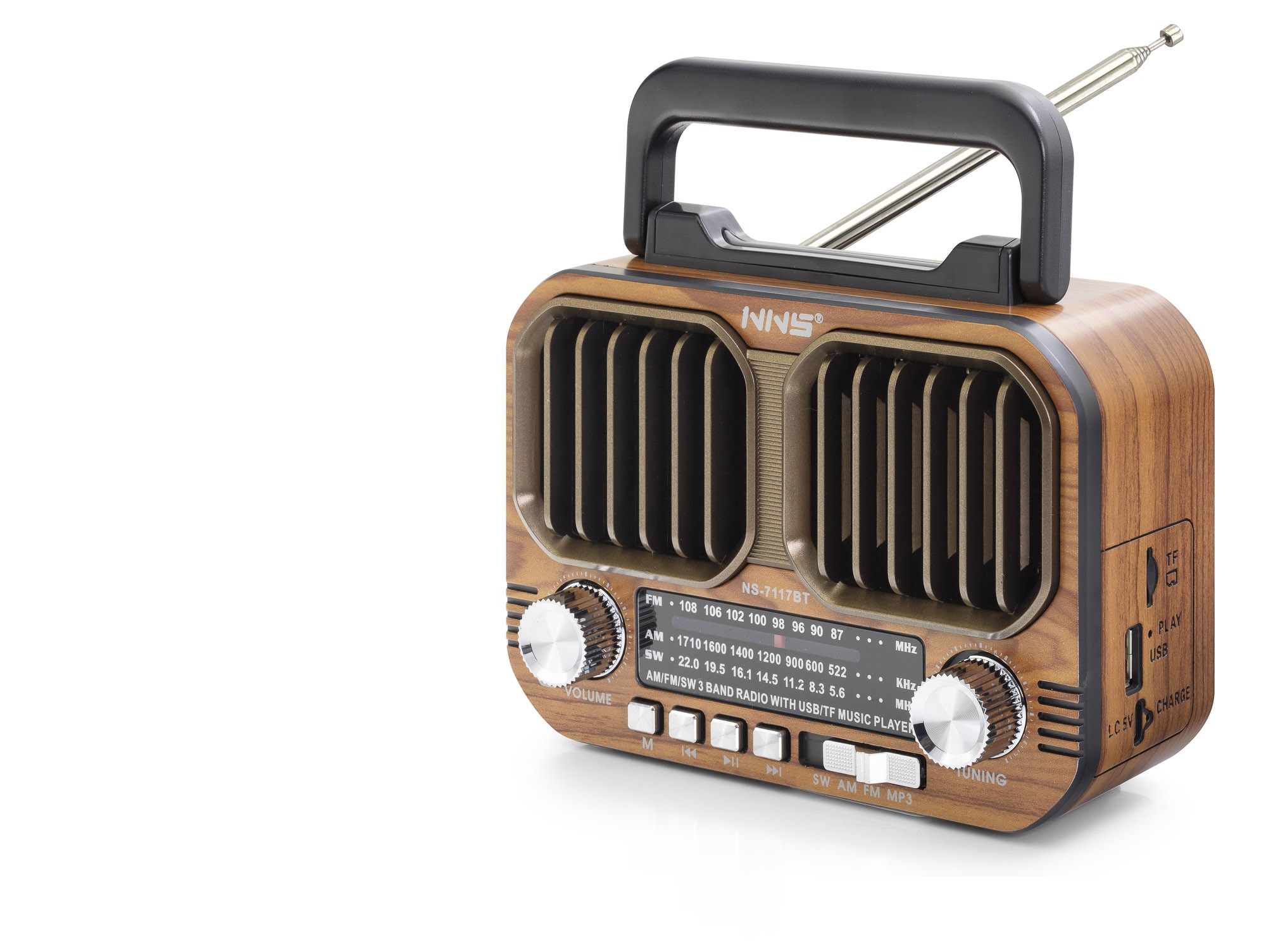 Bluetooth Nostaljik Hoparlör Fm 16.5 X 6.9 X 11.9 Cm NS7117BT