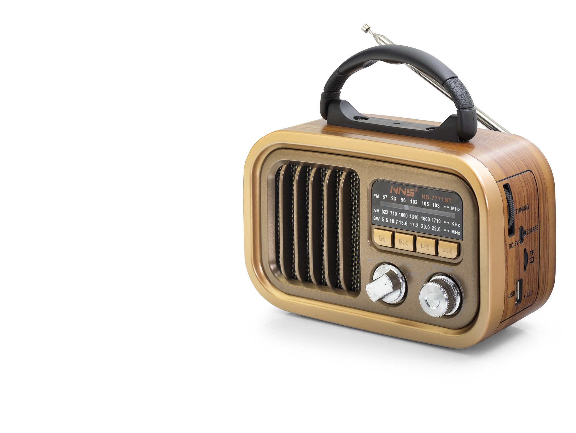 Bluetooth Nostaljik Hoparlör Fm 18.4 X 8.9 X 13.4 Cm NS7771BT