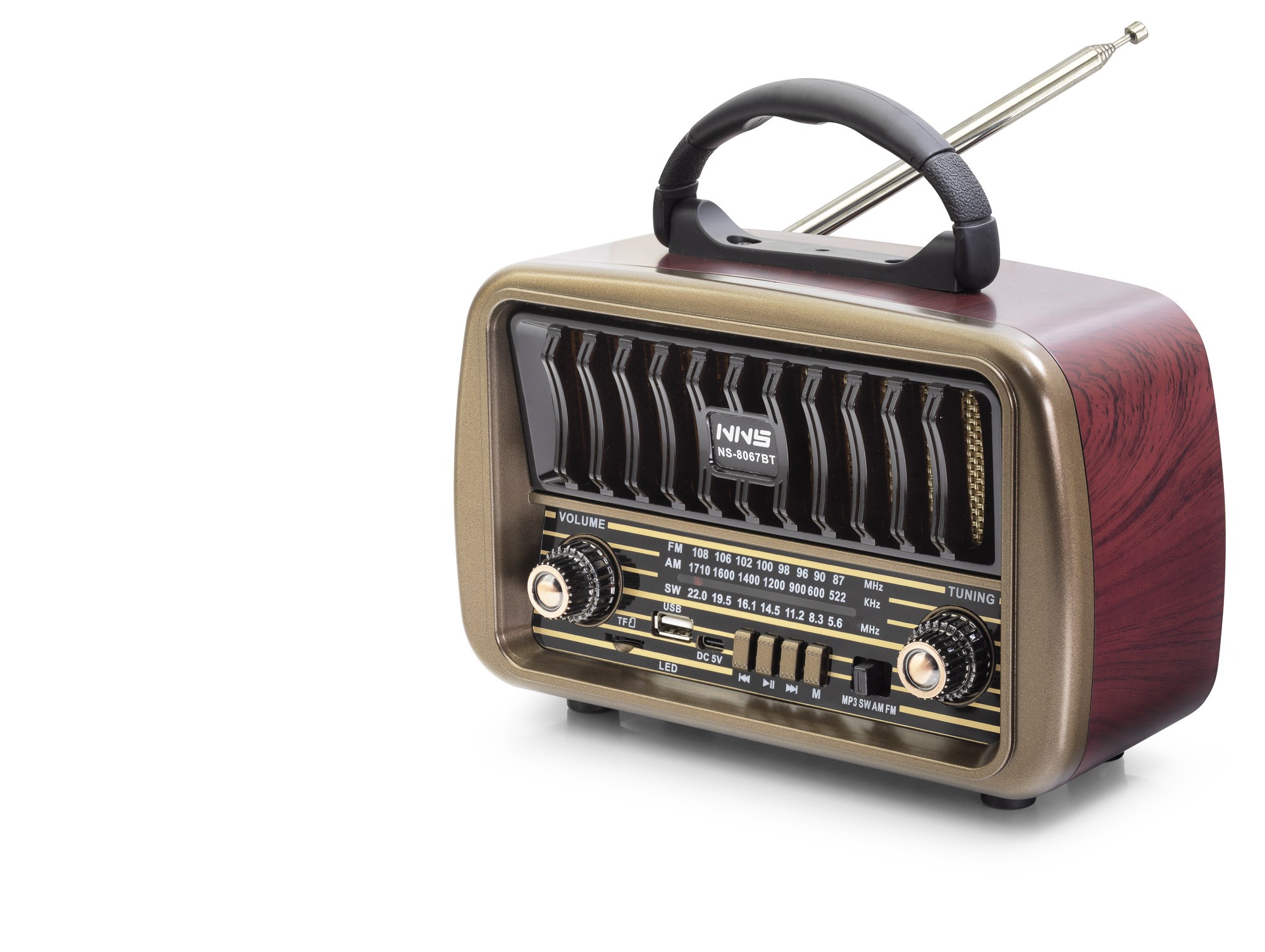 Bluetooth Nostaljik Hoparlör Fm 21.3 X 8.9 X 14.6 Cm NS8067BT