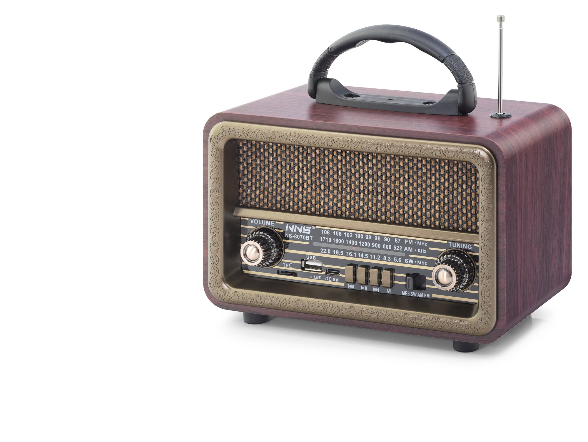 Bluetooth Nostaljik Hoparlör Fm 20 X 10.2 X 14.5 Cm NS8070BT