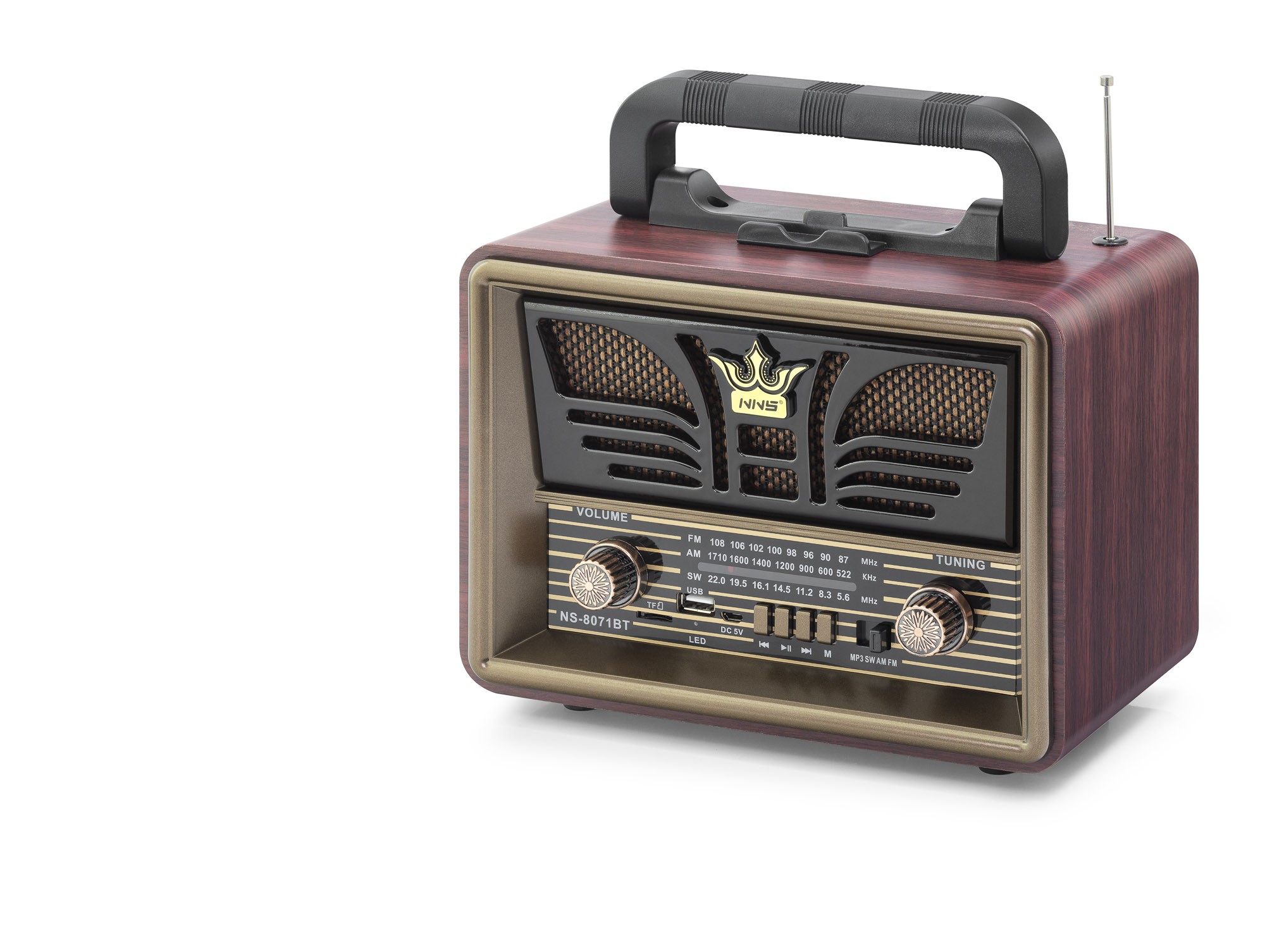 Bluetooth Nostaljik Hoparlör Fm 23.5 X 12 X 19 Cm NS8071BT