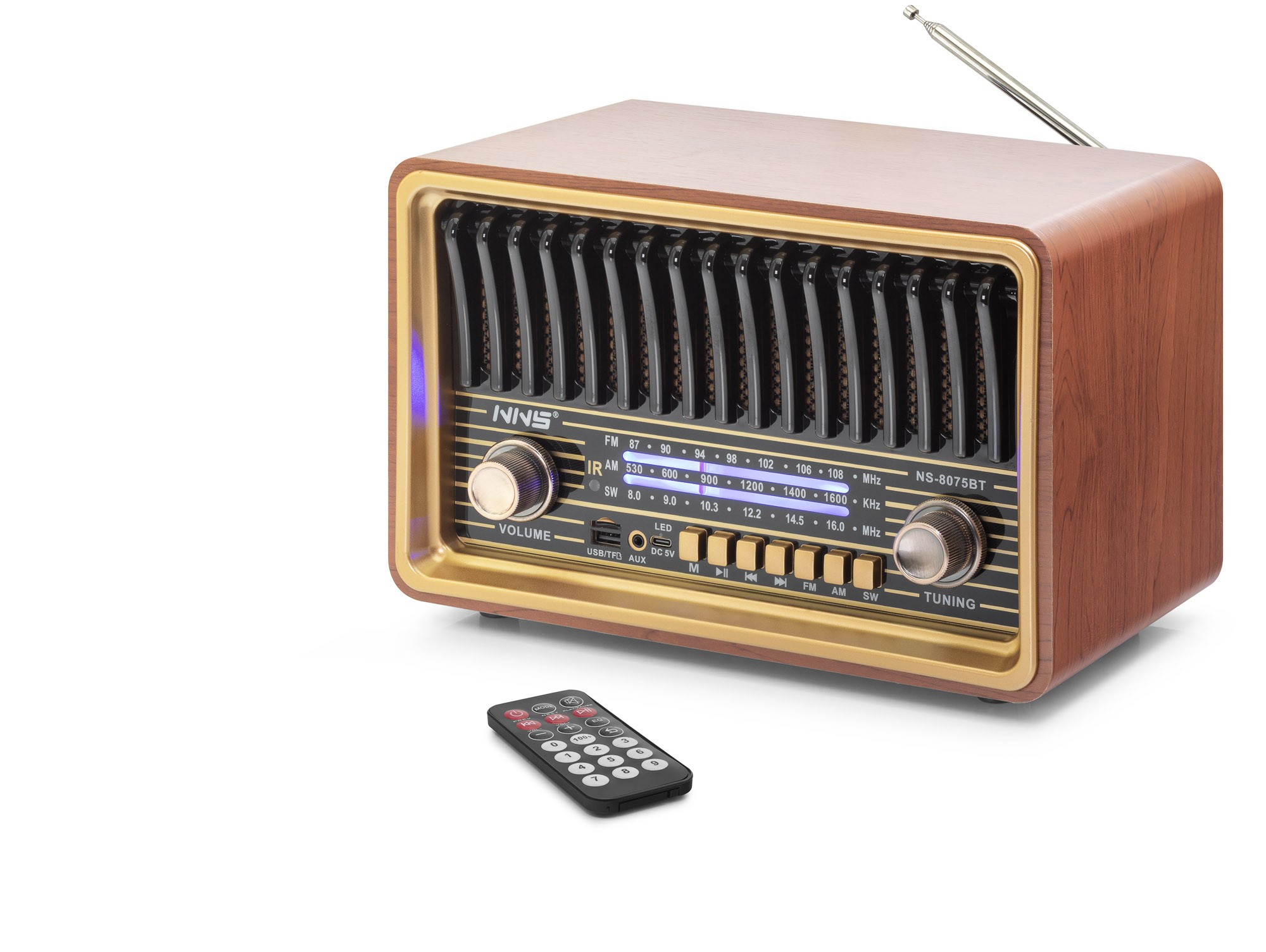 Bluetooth Nostaljik Hoparlör Fm Kumandalı 30 X 16 X 18.8 Cm NS8075BT