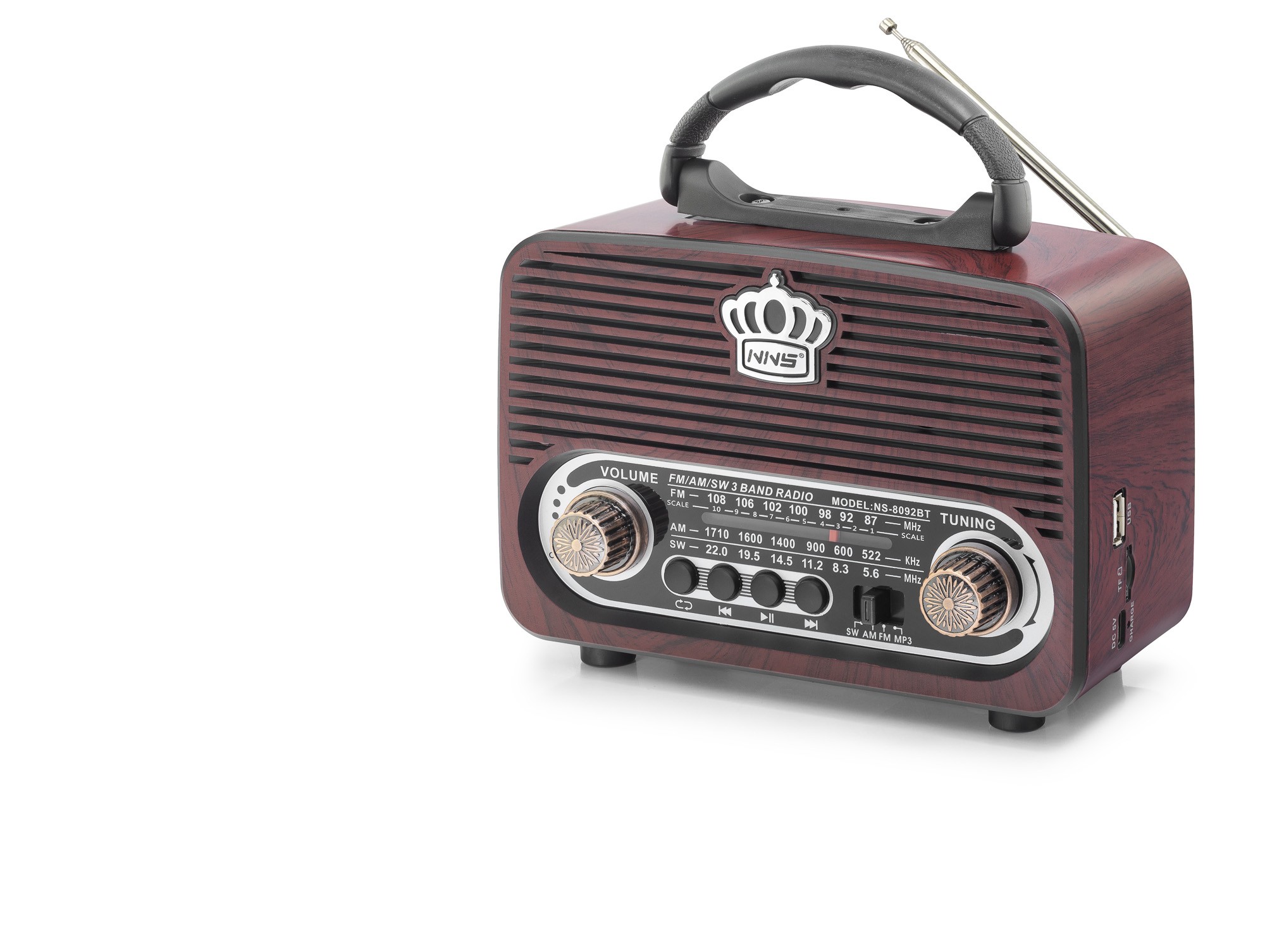 Bluetooth Nostaljik Hoparlör Fm 18 X 9.6 X 13.8 Cm NS8092BT